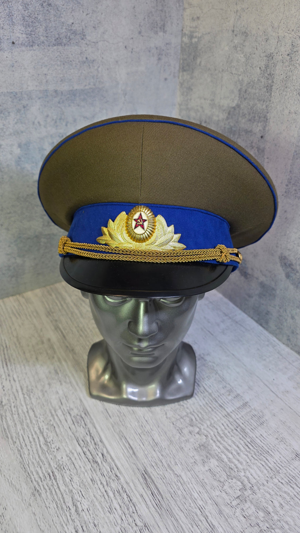 Soviet USSR KGB Officer Visor Cap Vintage Parade Service Hat Cornflower Blue Band Cap - Legend Returns Vintage