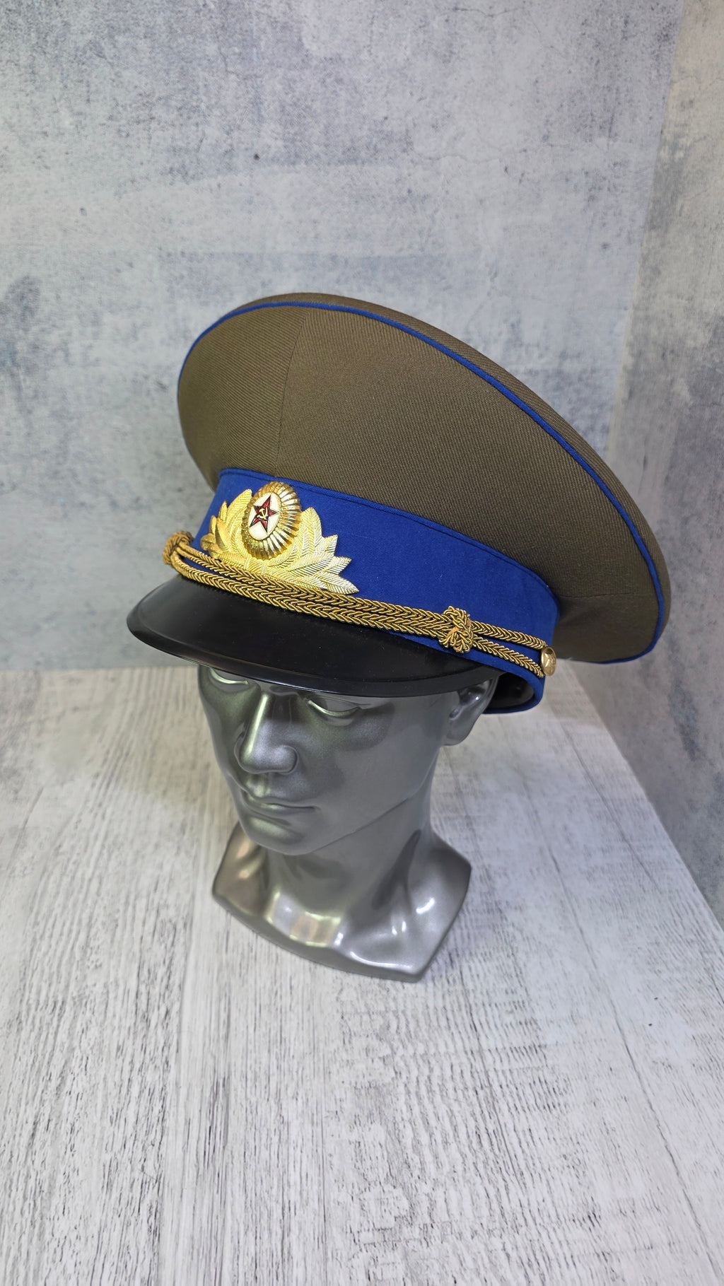 Soviet USSR KGB Officer Visor Cap Vintage Parade Service Hat Cornflower Blue Band Cap - Legend Returns Vintage