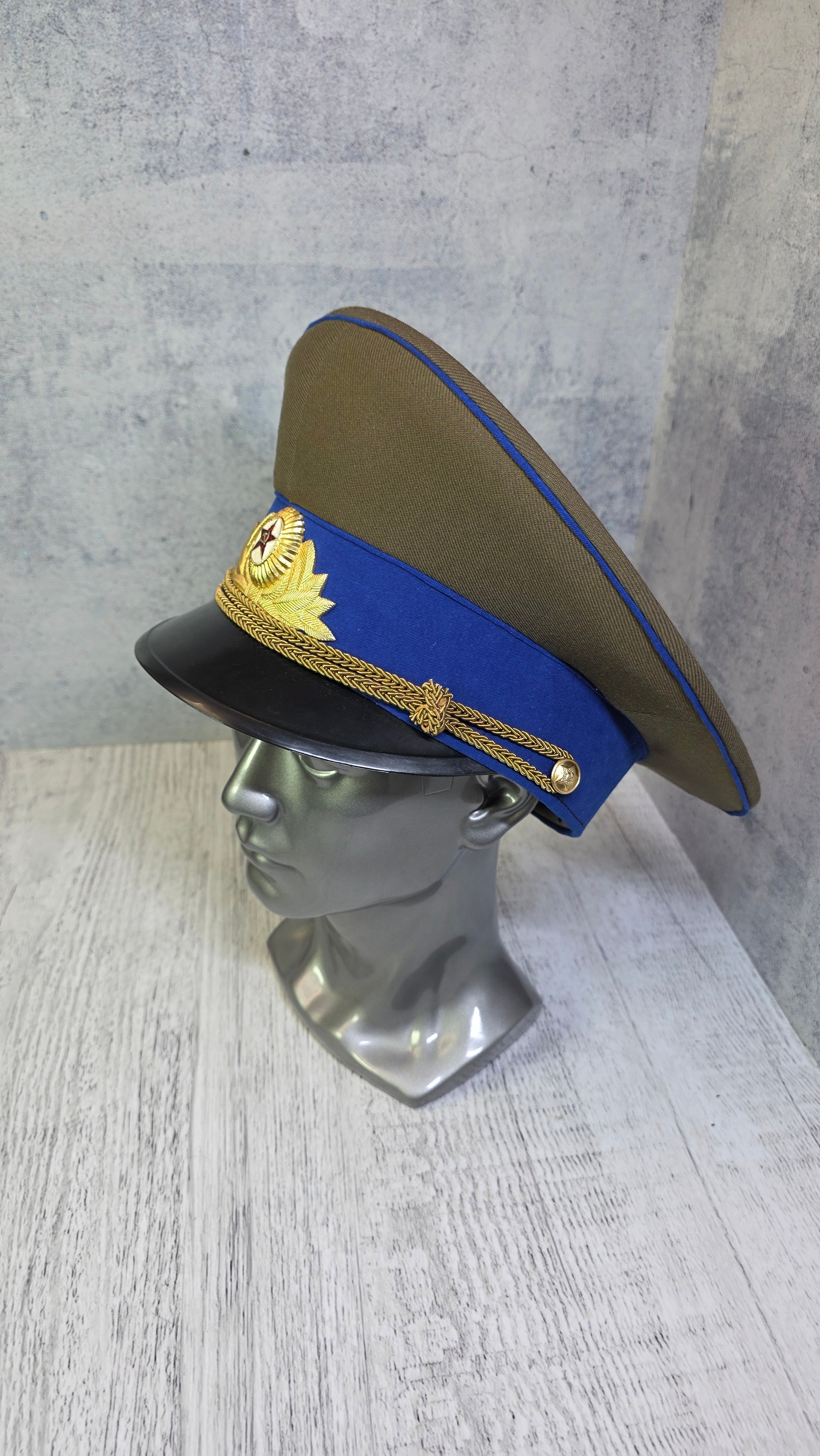 Soviet USSR KGB Officer Visor Cap Vintage Parade Service Hat Cornflower Blue Band Cap - Legend Returns Vintage