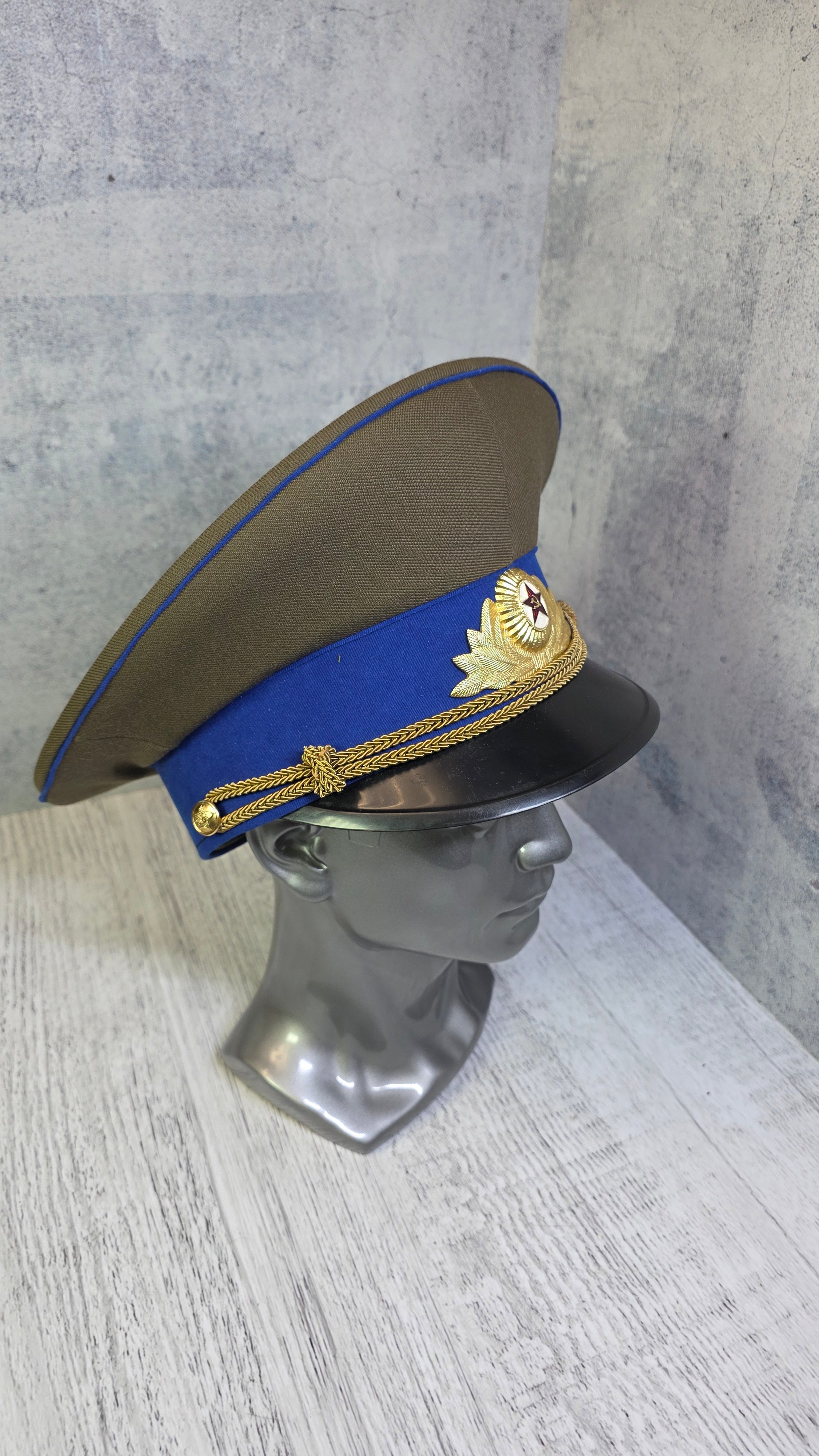 Soviet USSR KGB Officer Visor Cap Vintage Parade Service Hat Cornflower Blue Band Cap - Legend Returns Vintage