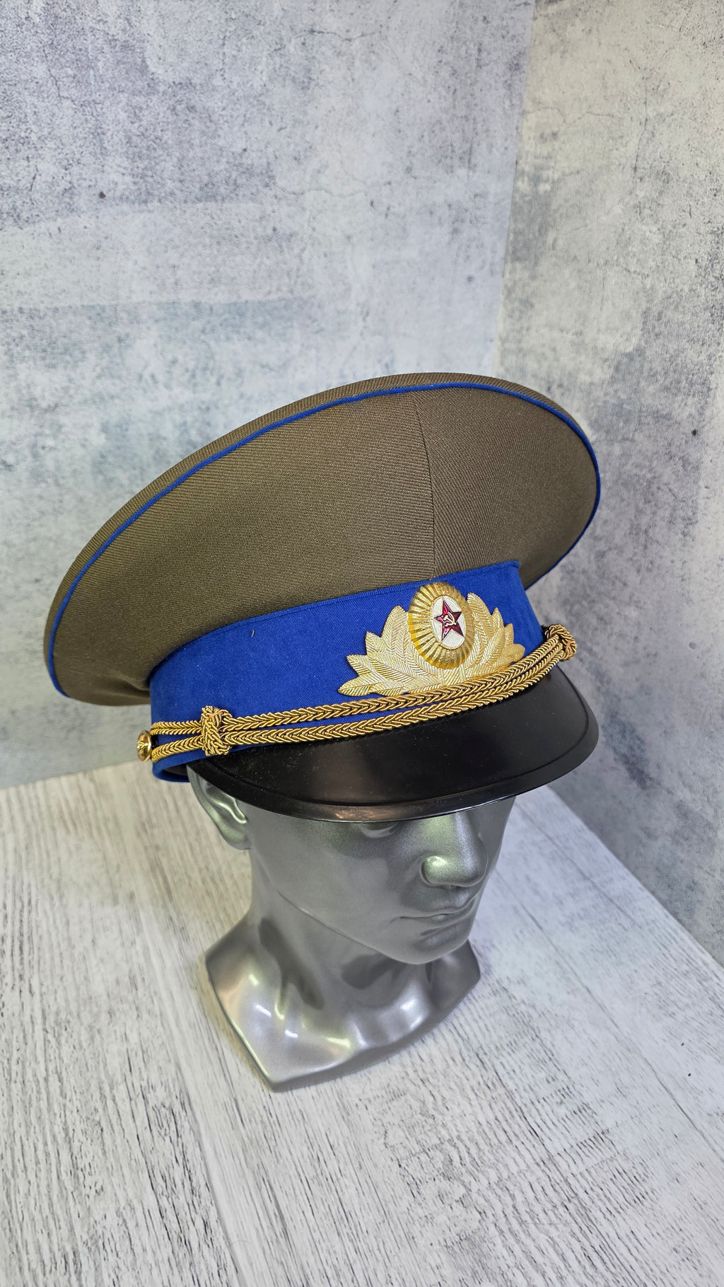 Soviet USSR KGB Officer Visor Cap Vintage Parade Service Hat Cornflower Blue Band Cap - Legend Returns Vintage