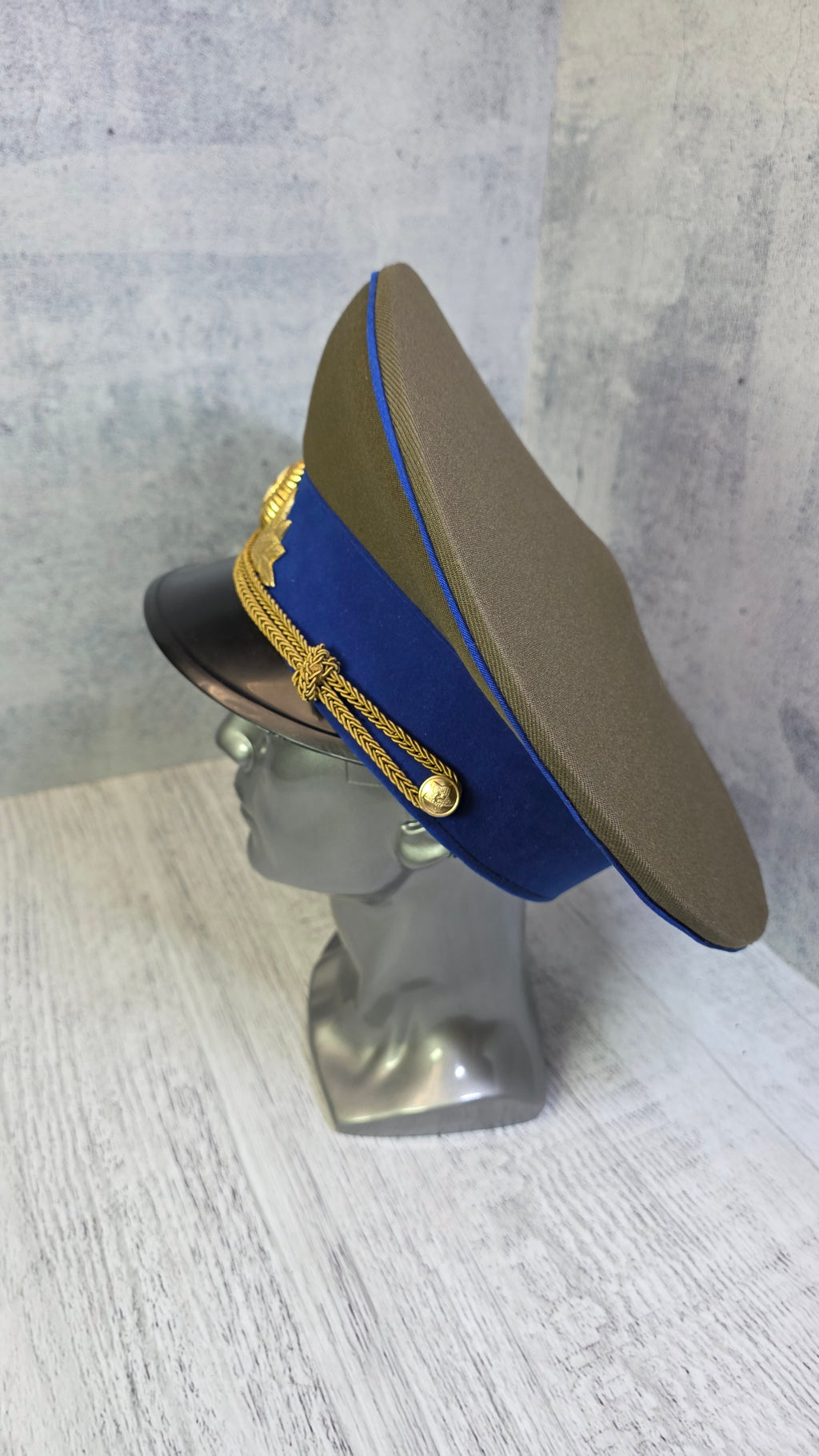 Soviet USSR KGB Officer Visor Cap Vintage Parade Service Hat Cornflower Blue Band Cap - Legend Returns Vintage