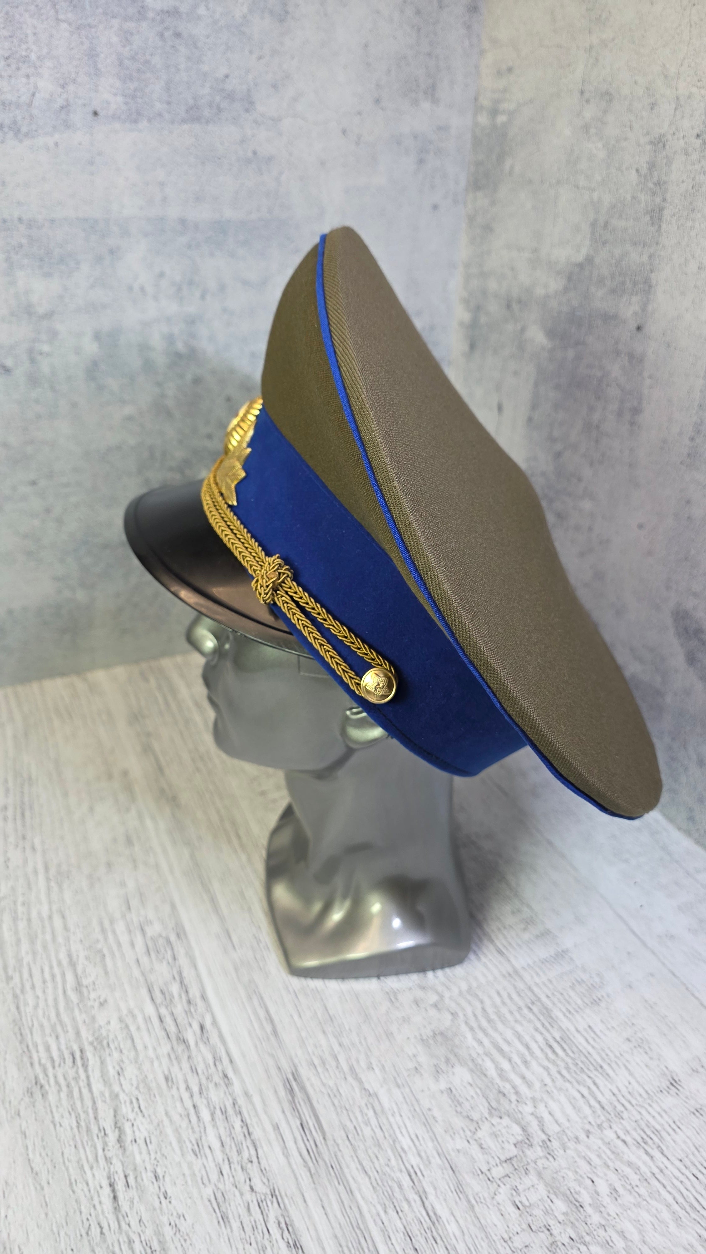 Soviet USSR KGB Officer Visor Cap Vintage Parade Service Hat Cornflower Blue Band Cap - Legend Returns Vintage