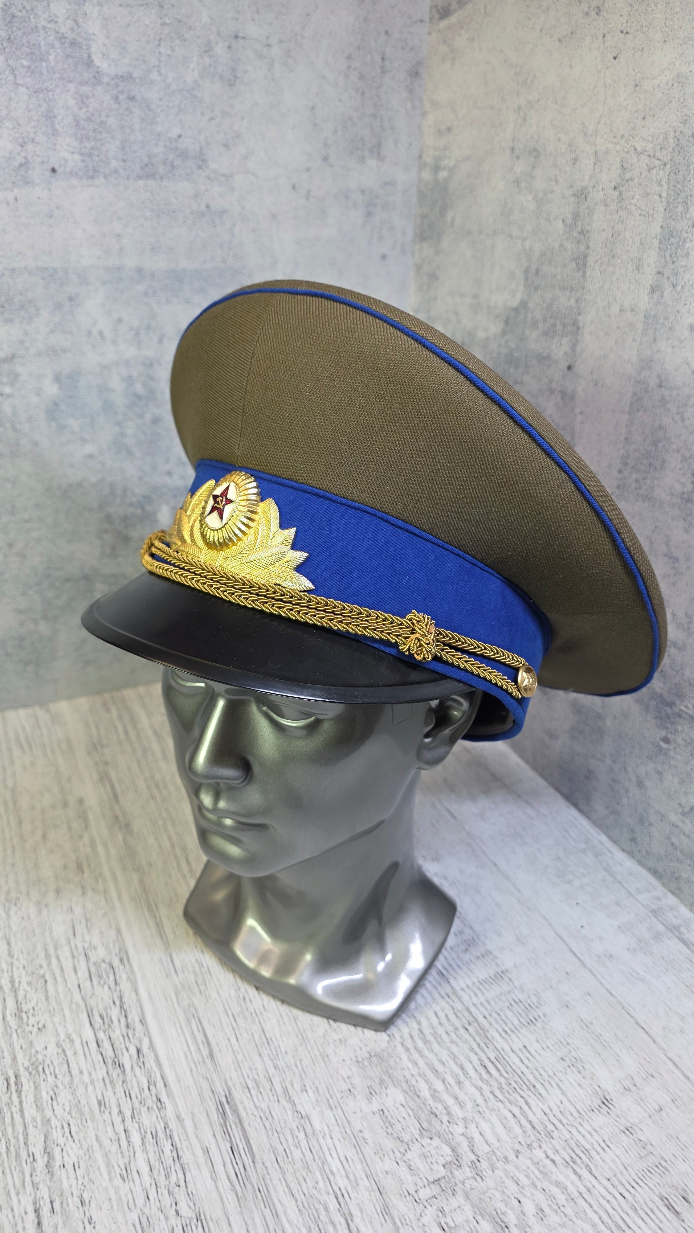 Soviet USSR KGB Officer Visor Cap Vintage Parade Service Hat Cornflower Blue Band Cap - Legend Returns Vintage