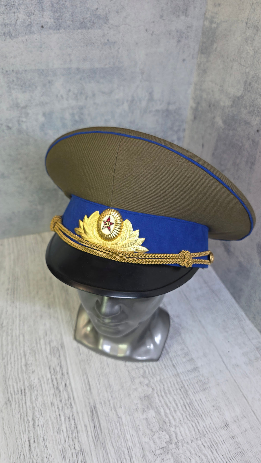 Soviet USSR KGB Officer Visor Cap Vintage Parade Service Hat Cornflower Blue Band Cap - Legend Returns Vintage