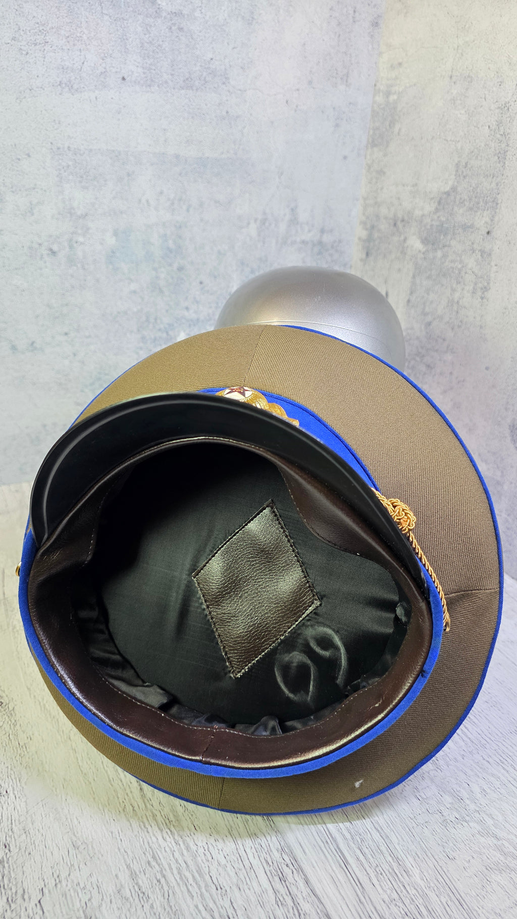 Soviet USSR KGB Officer Visor Cap Vintage Parade Service Hat Cornflower Blue Band Cap - Legend Returns Vintage