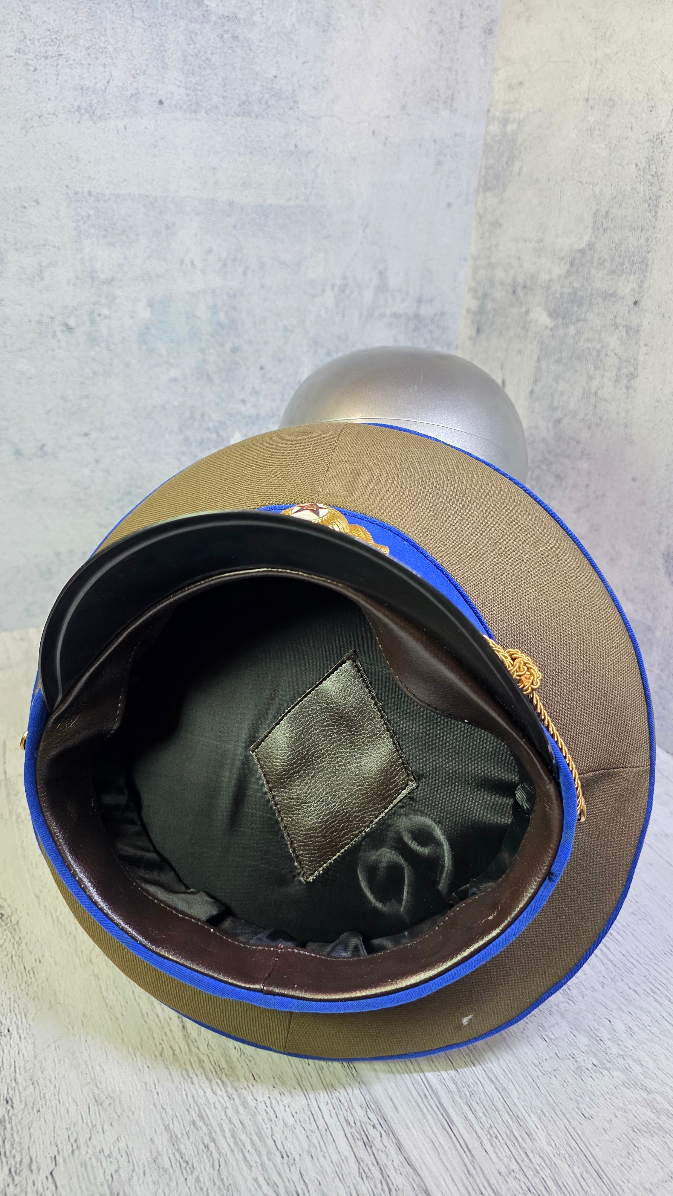 Soviet USSR KGB Officer Visor Cap Vintage Parade Service Hat Cornflower Blue Band Cap - Legend Returns Vintage