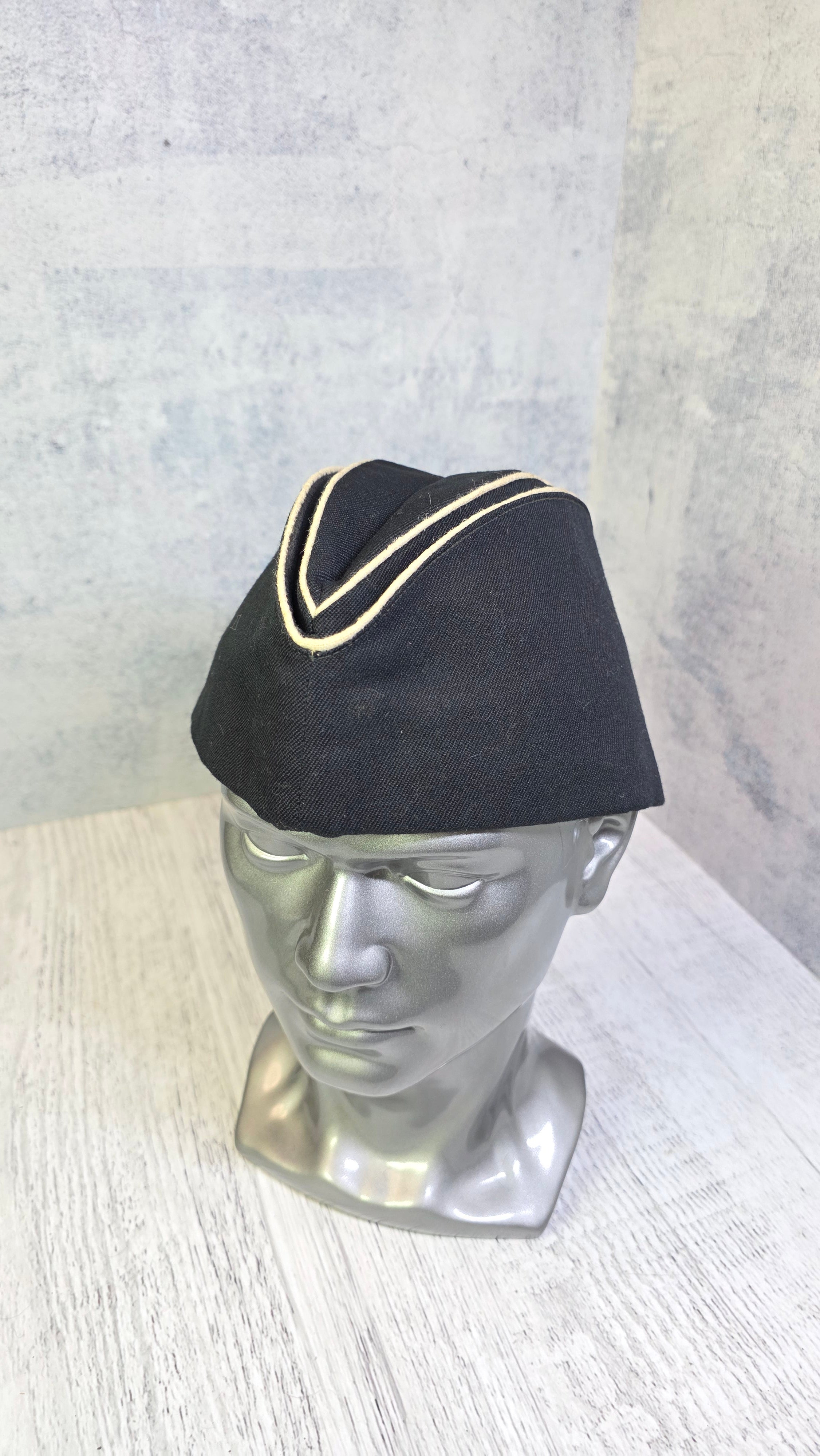 Soviet USSR Naval Pilotka Cap Vintage Navy Officer Side Cap Black Sailor Hat - Legend Returns Vintage