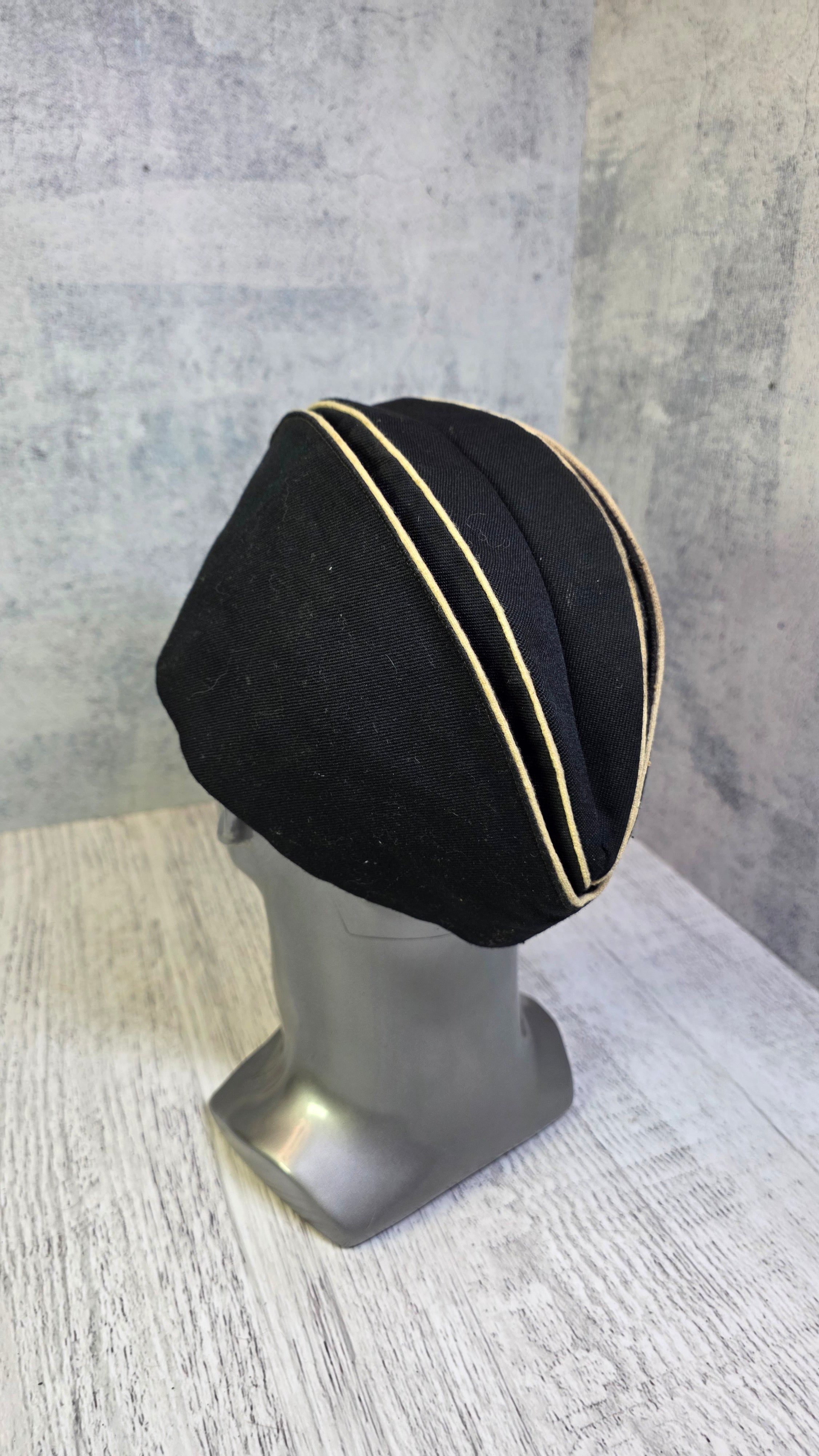 Soviet USSR Naval Pilotka Cap Vintage Navy Officer Side Cap Black Sailor Hat - Legend Returns Vintage