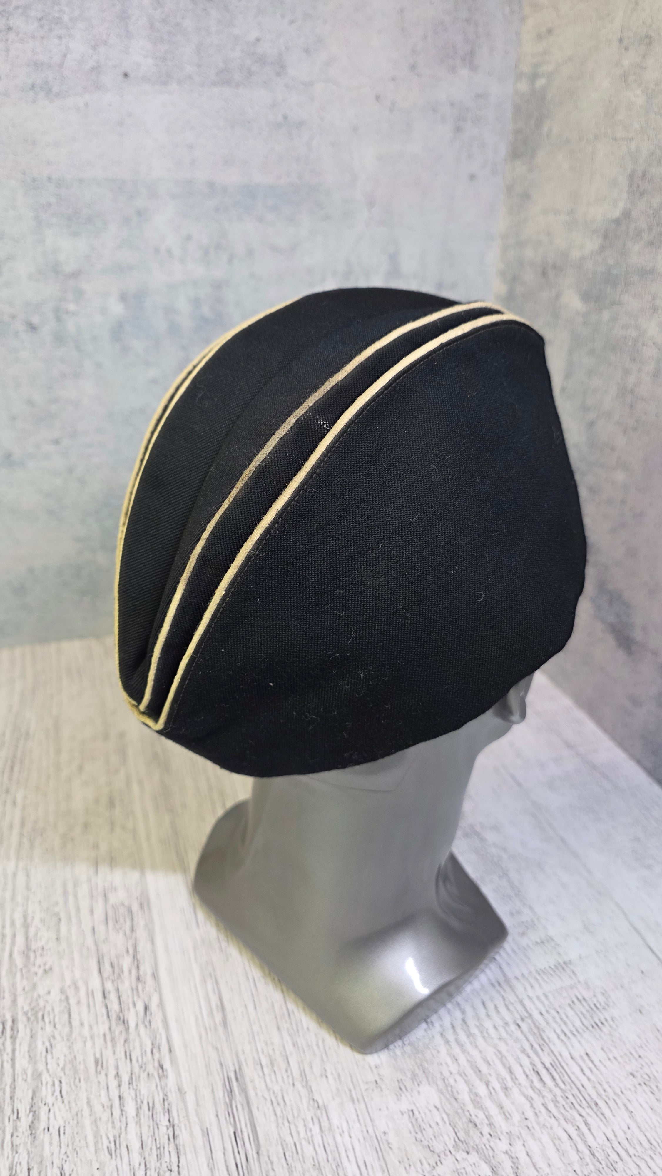 Soviet USSR Naval Pilotka Cap Vintage Navy Officer Side Cap Black Sailor Hat - Legend Returns Vintage