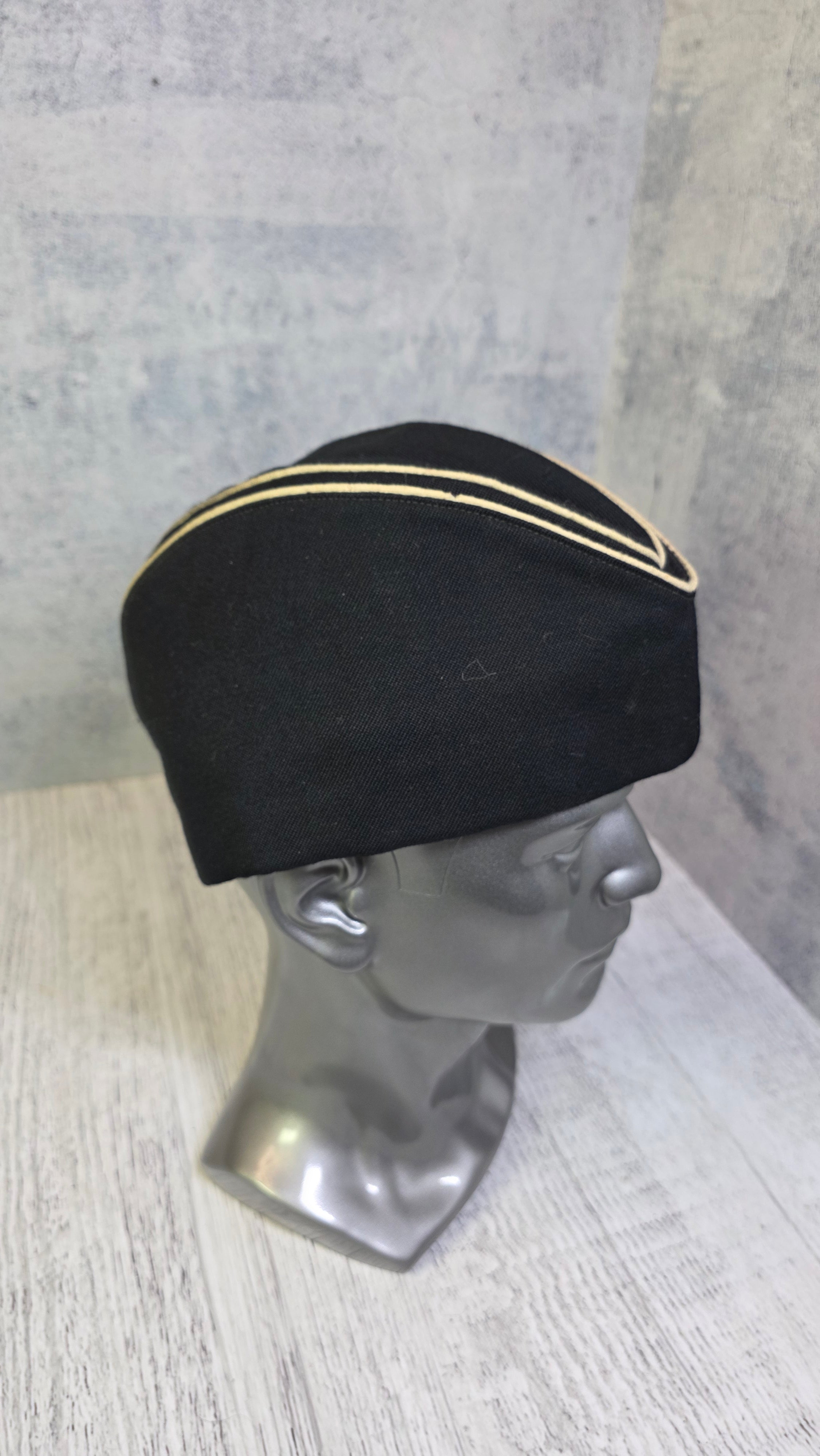 Soviet USSR Naval Pilotka Cap Vintage Navy Officer Side Cap Black Sailor Hat - Legend Returns Vintage