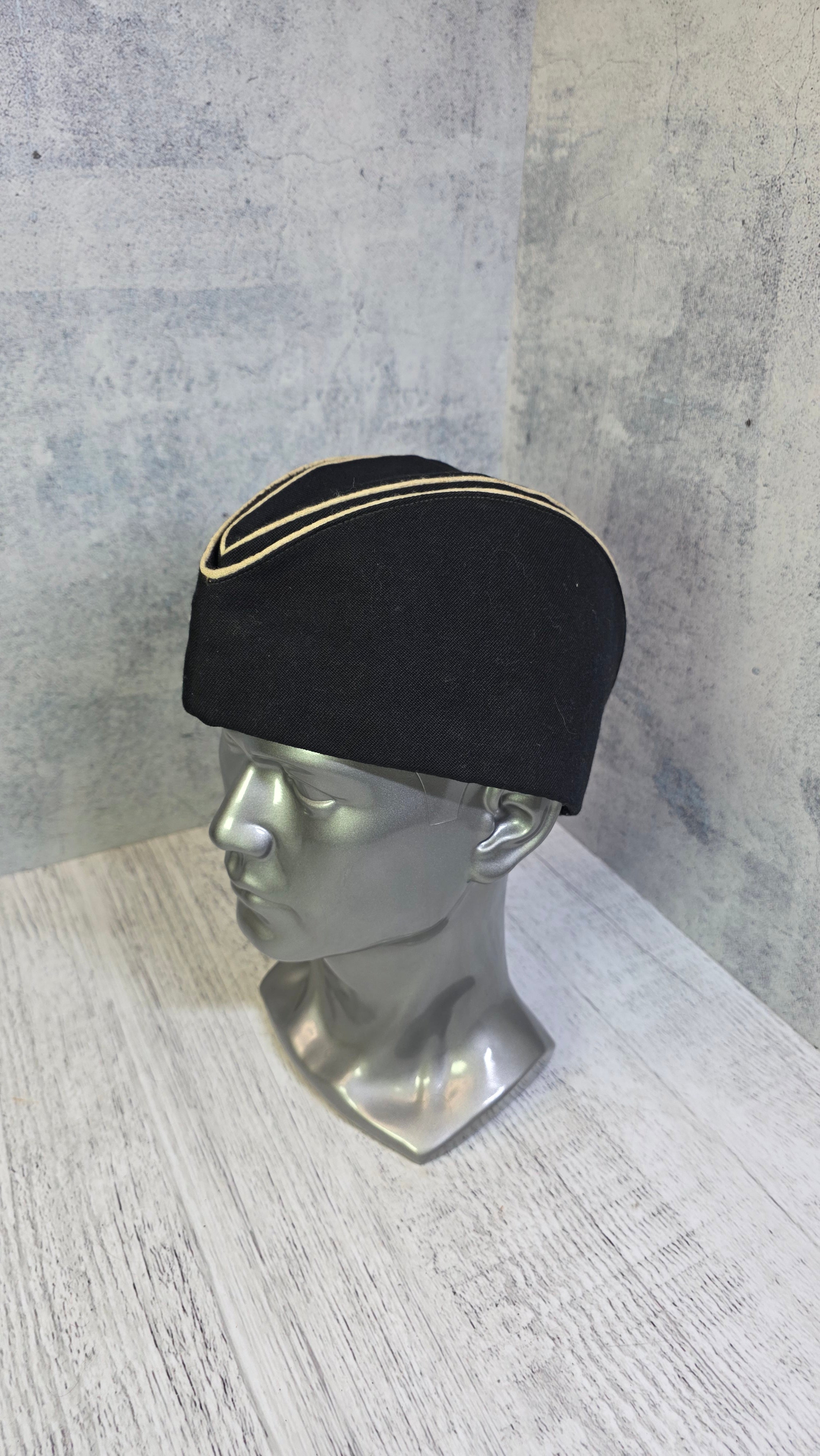 Soviet USSR Naval Pilotka Cap Vintage Navy Officer Side Cap Black Sailor Hat - Legend Returns Vintage