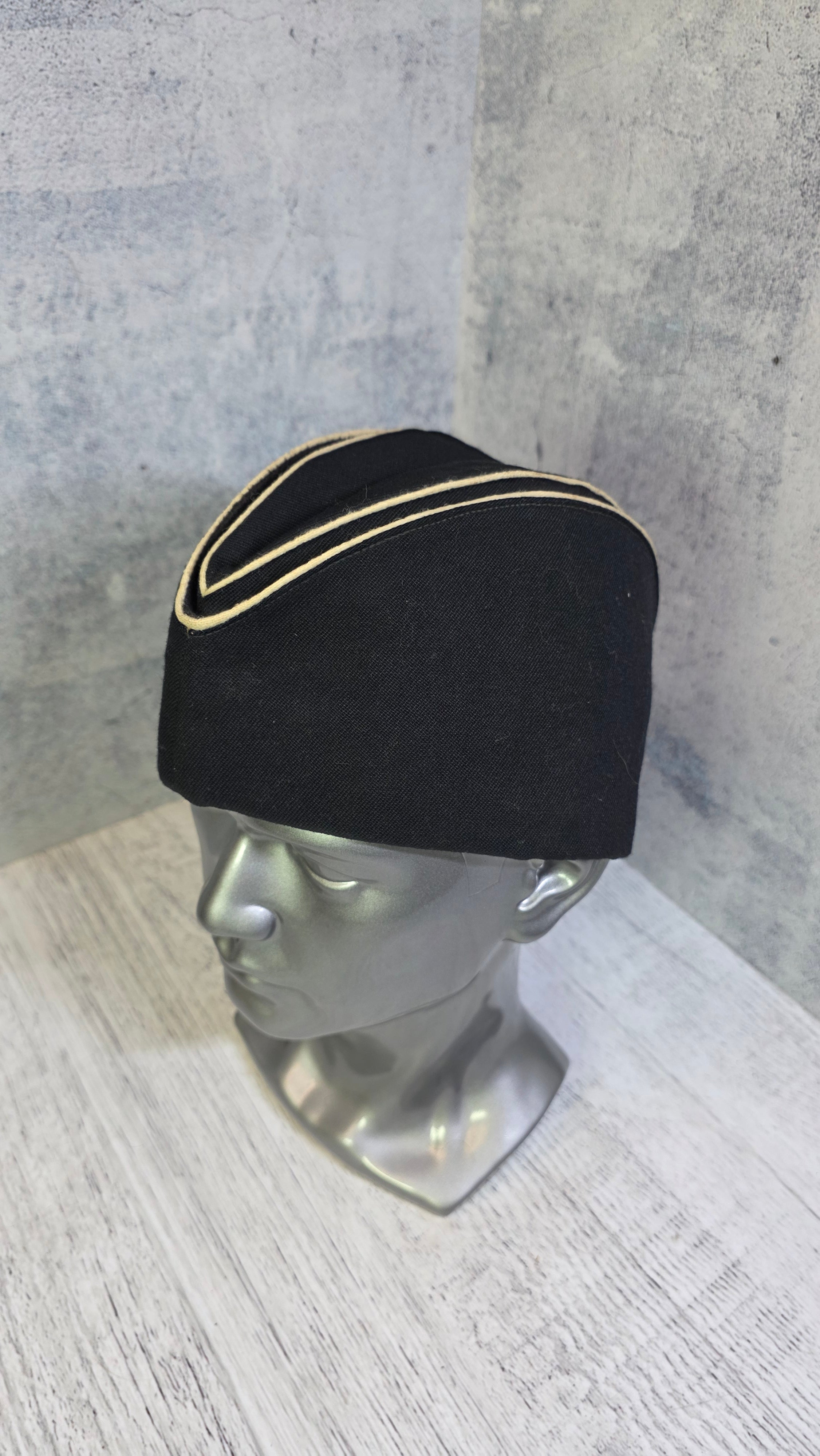 Soviet USSR Naval Pilotka Cap Vintage Navy Officer Side Cap Black Sailor Hat - Legend Returns Vintage