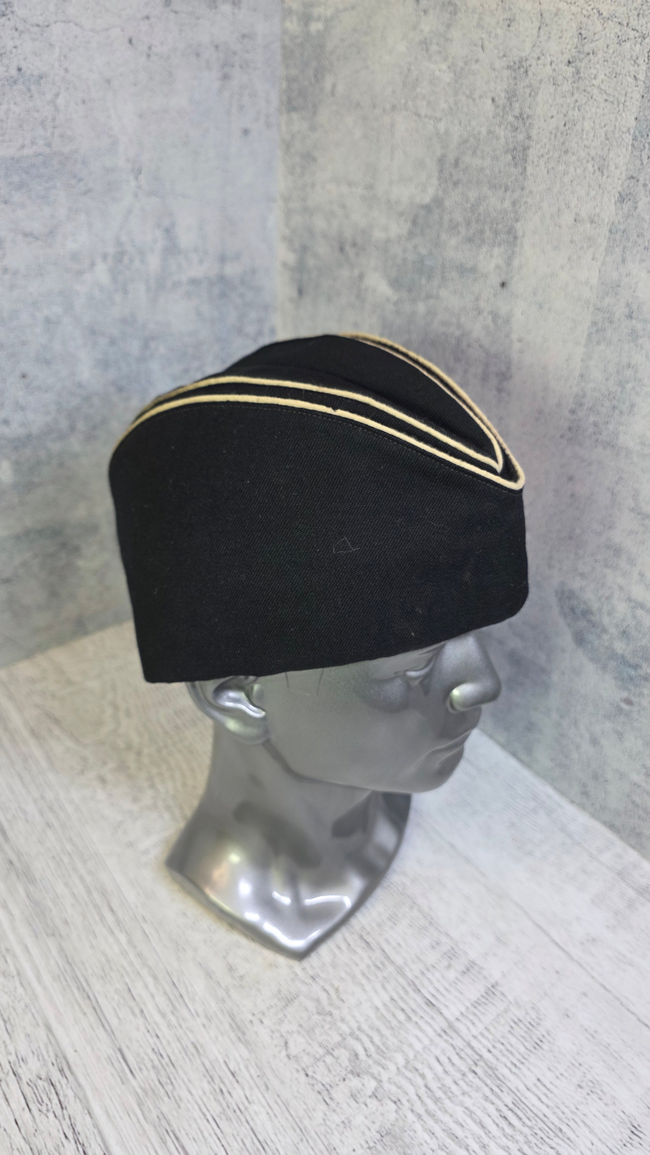 Soviet USSR Naval Pilotka Cap Vintage Navy Officer Side Cap Black Sailor Hat - Legend Returns Vintage