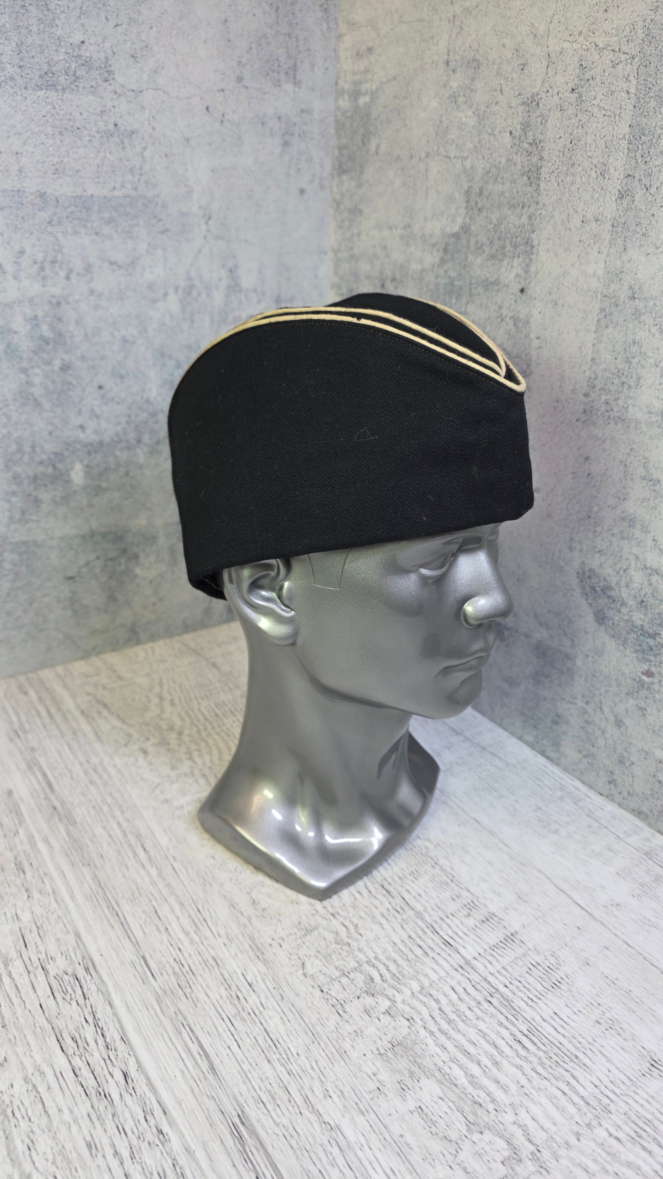 Soviet USSR Naval Pilotka Cap Vintage Navy Officer Side Cap Black Sailor Hat - Legend Returns Vintage
