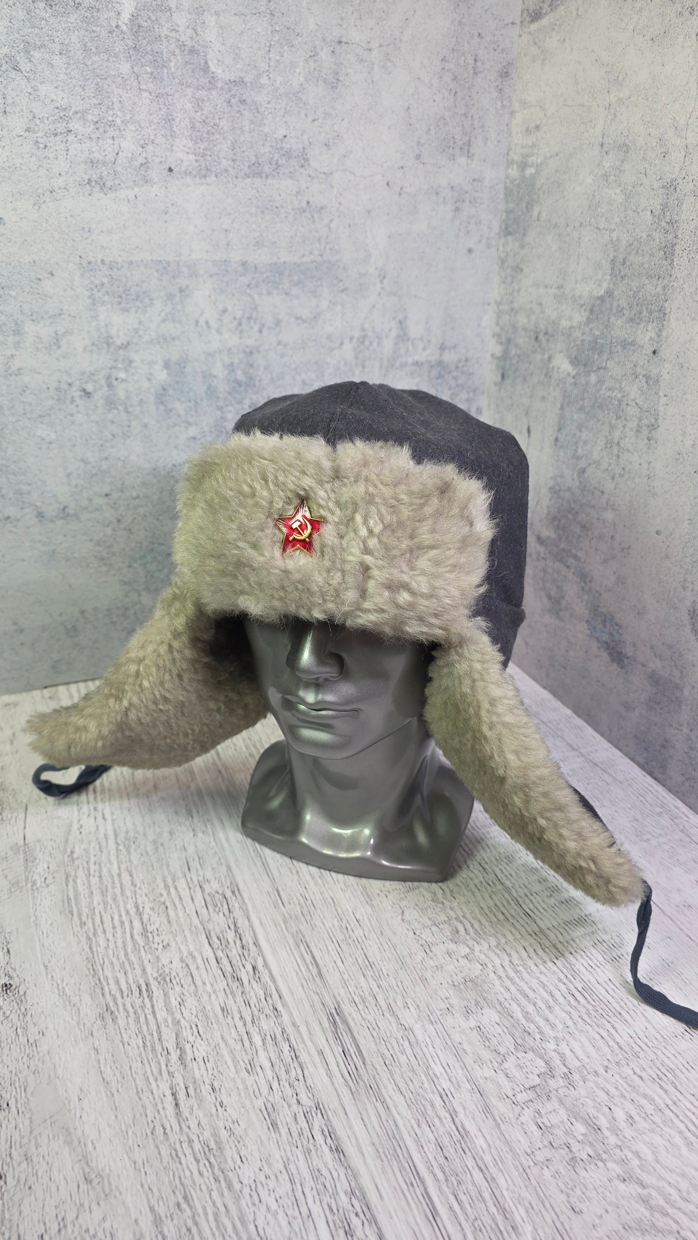 Soviet USSR RKKA Ushanka Hat Vintage Red Army Winter Fur Cap Gray WWII Era Style - Legend Returns Vintage