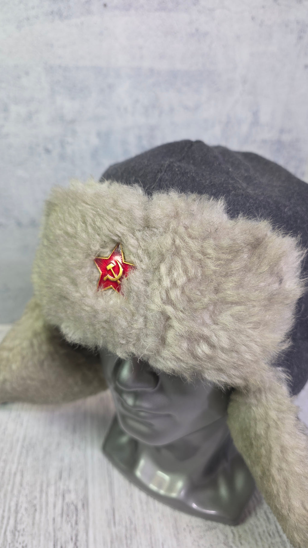 Soviet USSR RKKA Ushanka Hat Vintage Red Army Winter Fur Cap Gray WWII Era Style - Legend Returns Vintage