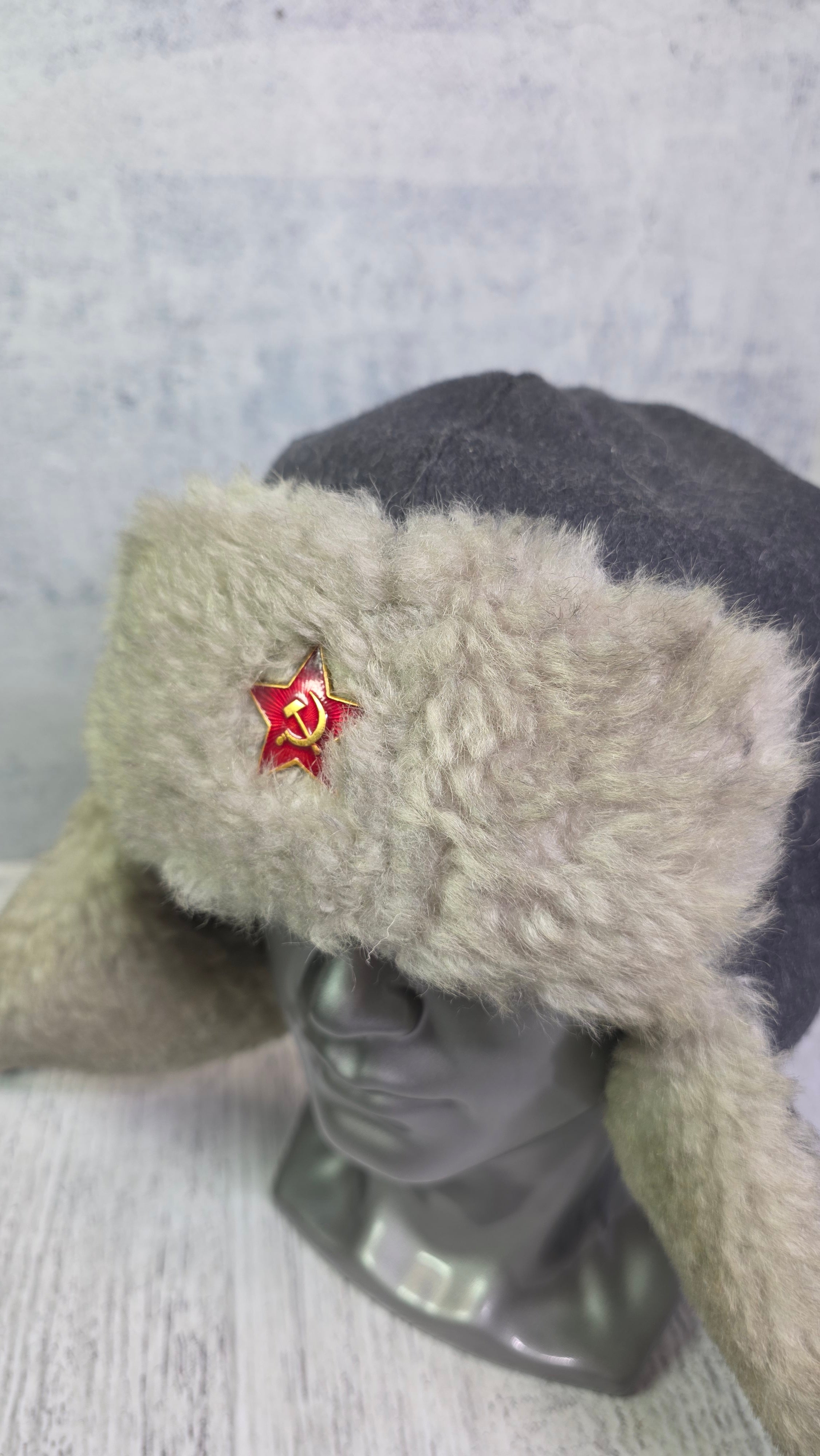 Soviet USSR RKKA Ushanka Hat Vintage Red Army Winter Fur Cap Gray WWII Era Style - Legend Returns Vintage
