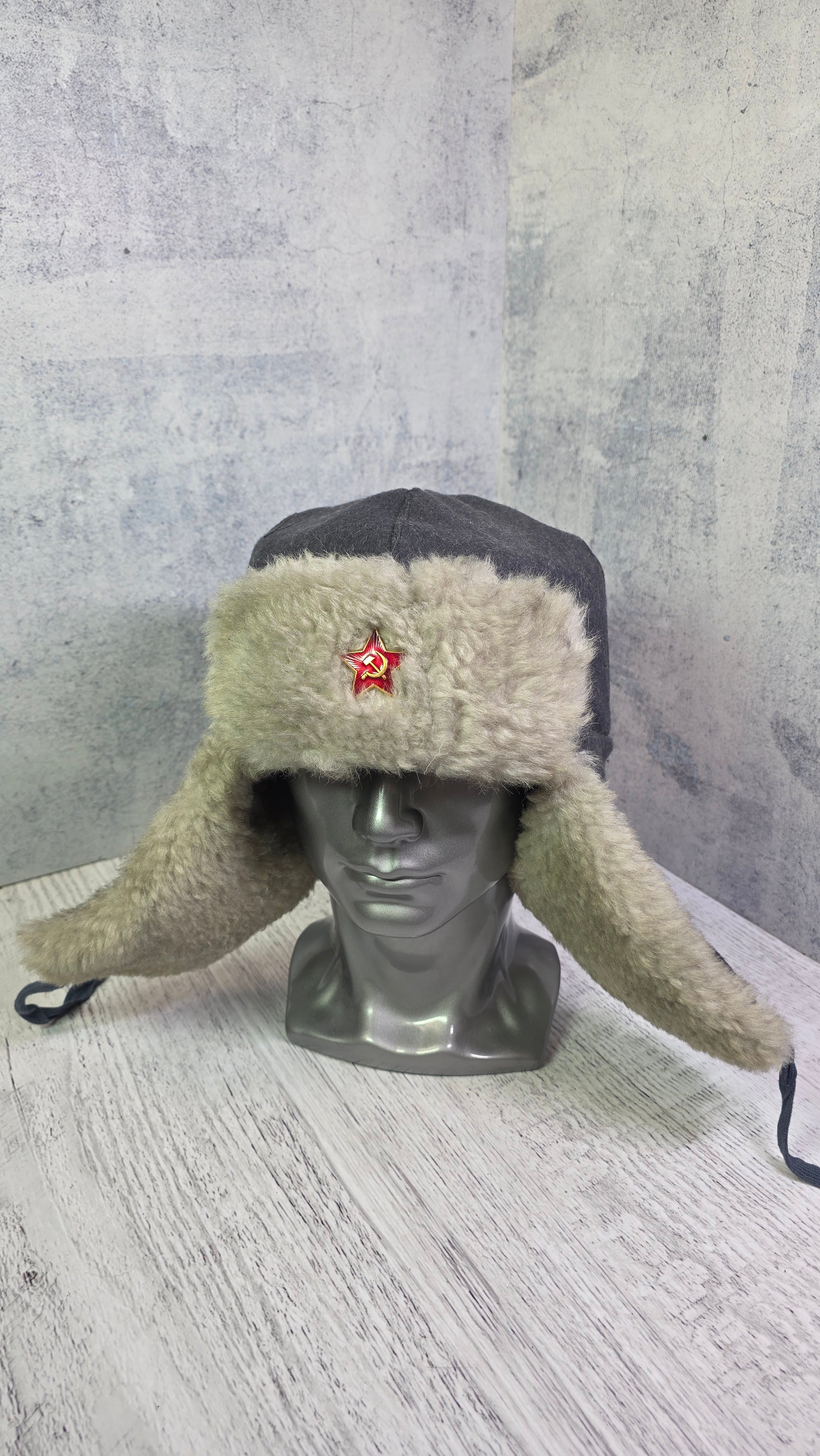 Soviet USSR RKKA Ushanka Hat Vintage Red Army Winter Fur Cap Gray WWII Era Style - Legend Returns Vintage