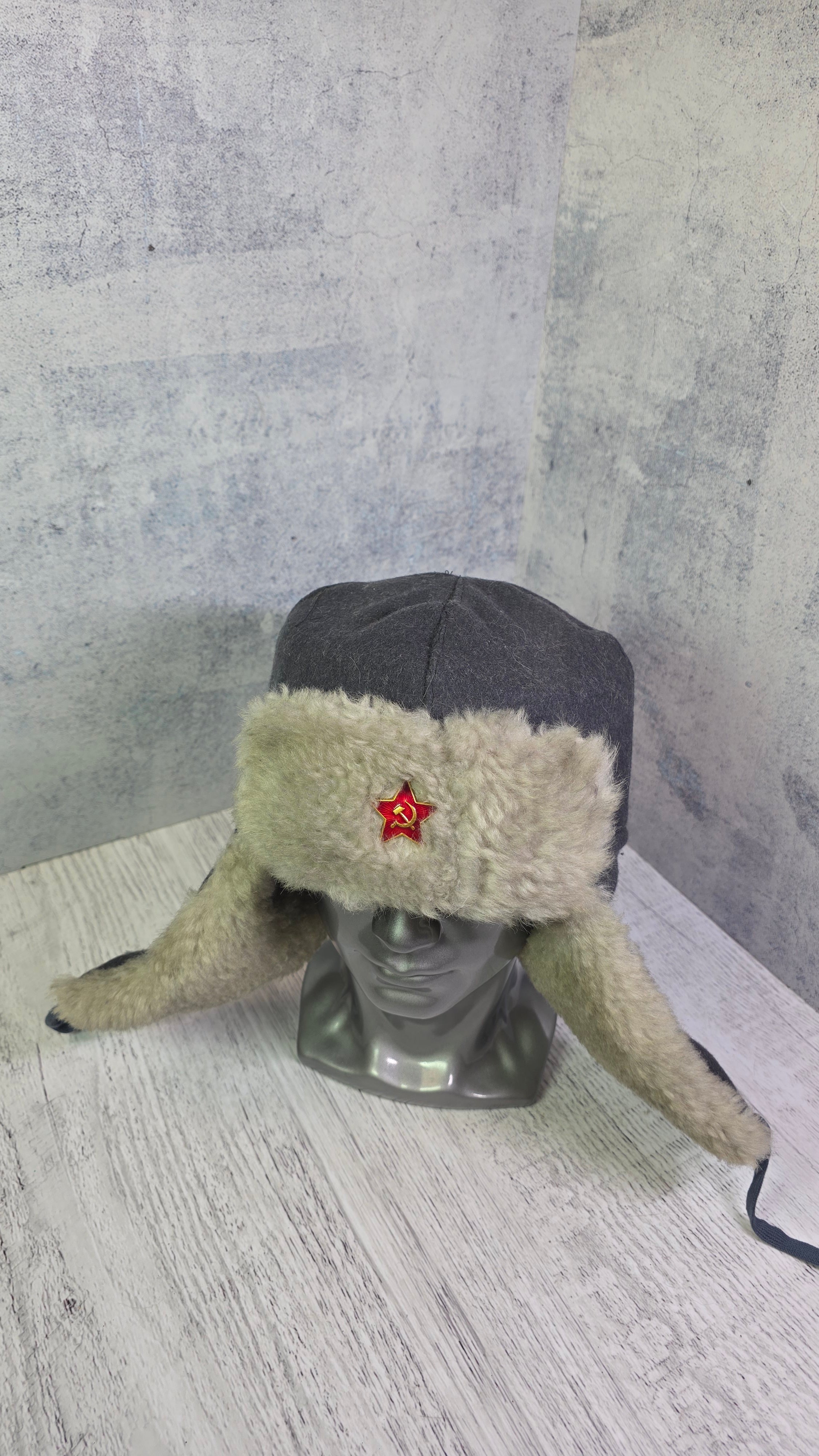 Soviet USSR RKKA Ushanka Hat Vintage Red Army Winter Fur Cap Gray WWII Era Style - Legend Returns Vintage