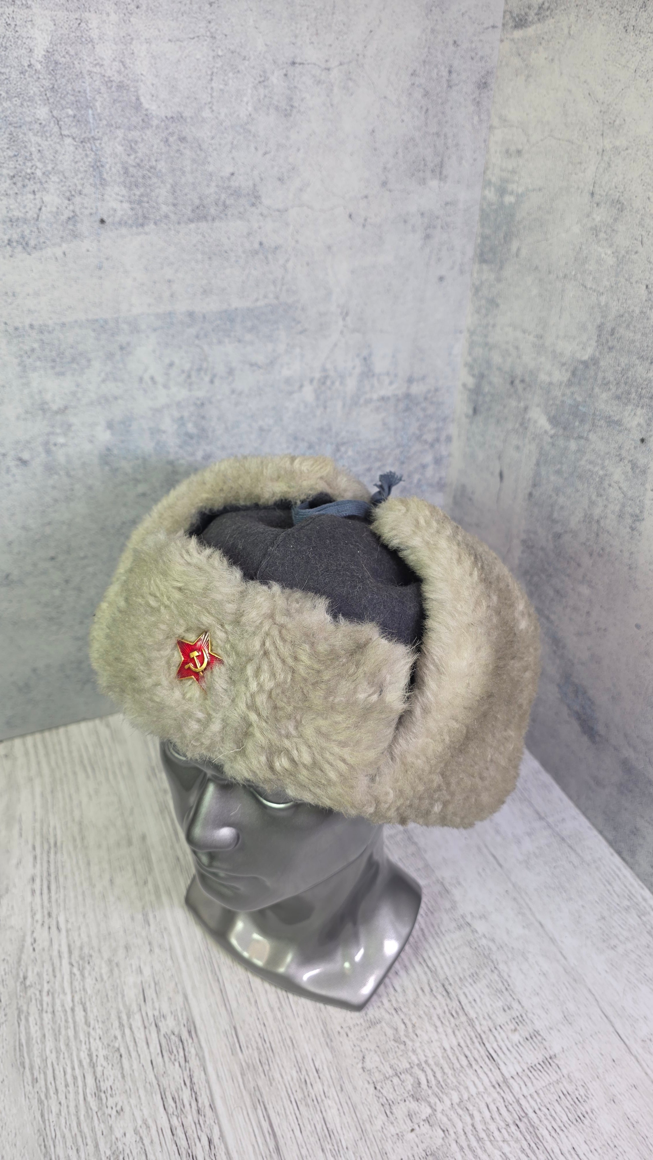 Soviet USSR RKKA Ushanka Hat Vintage Red Army Winter Fur Cap Gray WWII Era Style - Legend Returns Vintage