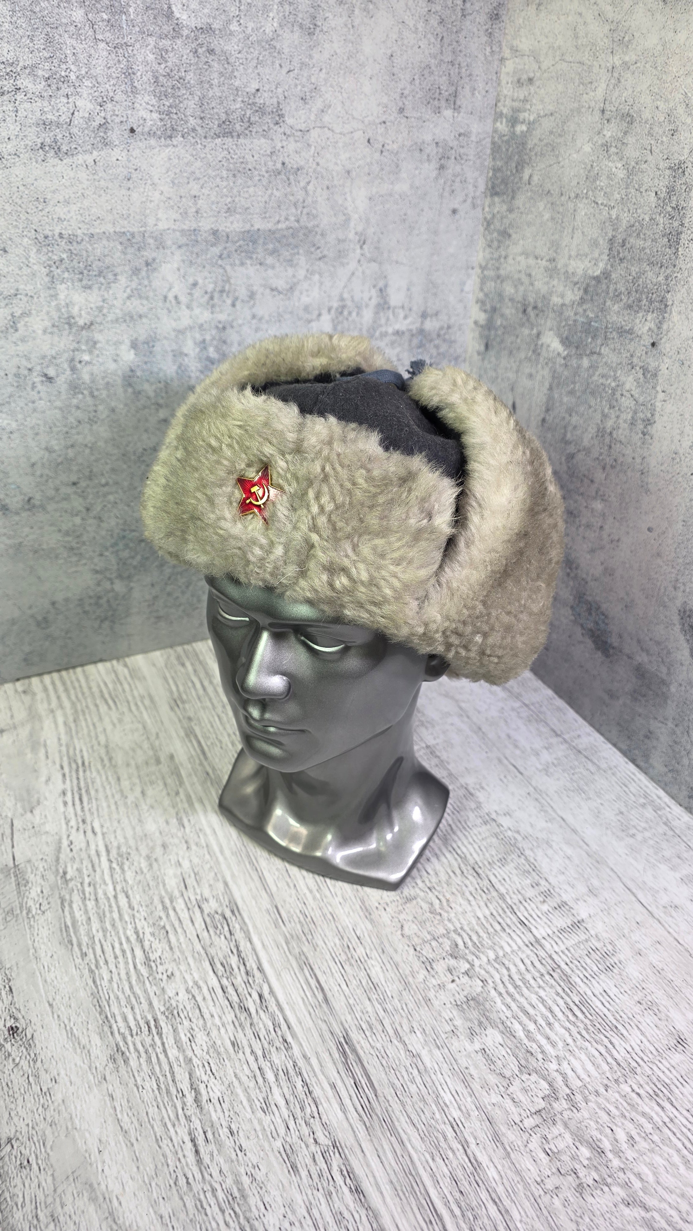 Soviet USSR RKKA Ushanka Hat Vintage Red Army Winter Fur Cap Gray WWII Era Style - Legend Returns Vintage