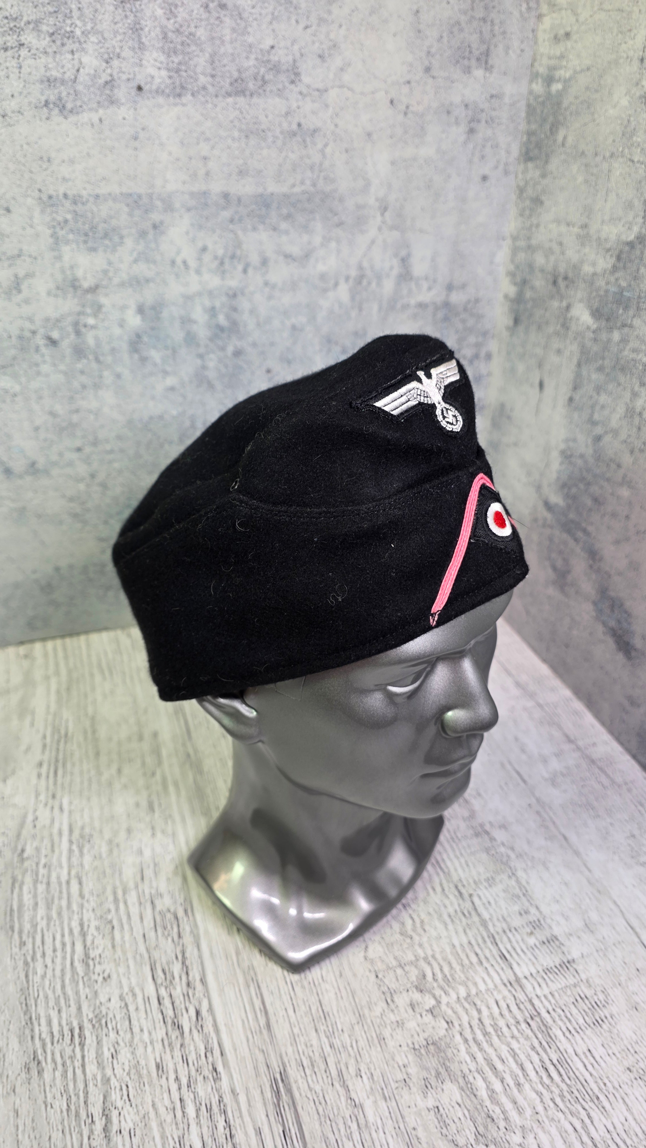 WWII German Panzer Side Cap M38 Vintage Black Tank Crew Field Cap Historical Headwear - Legend Returns Vintage
