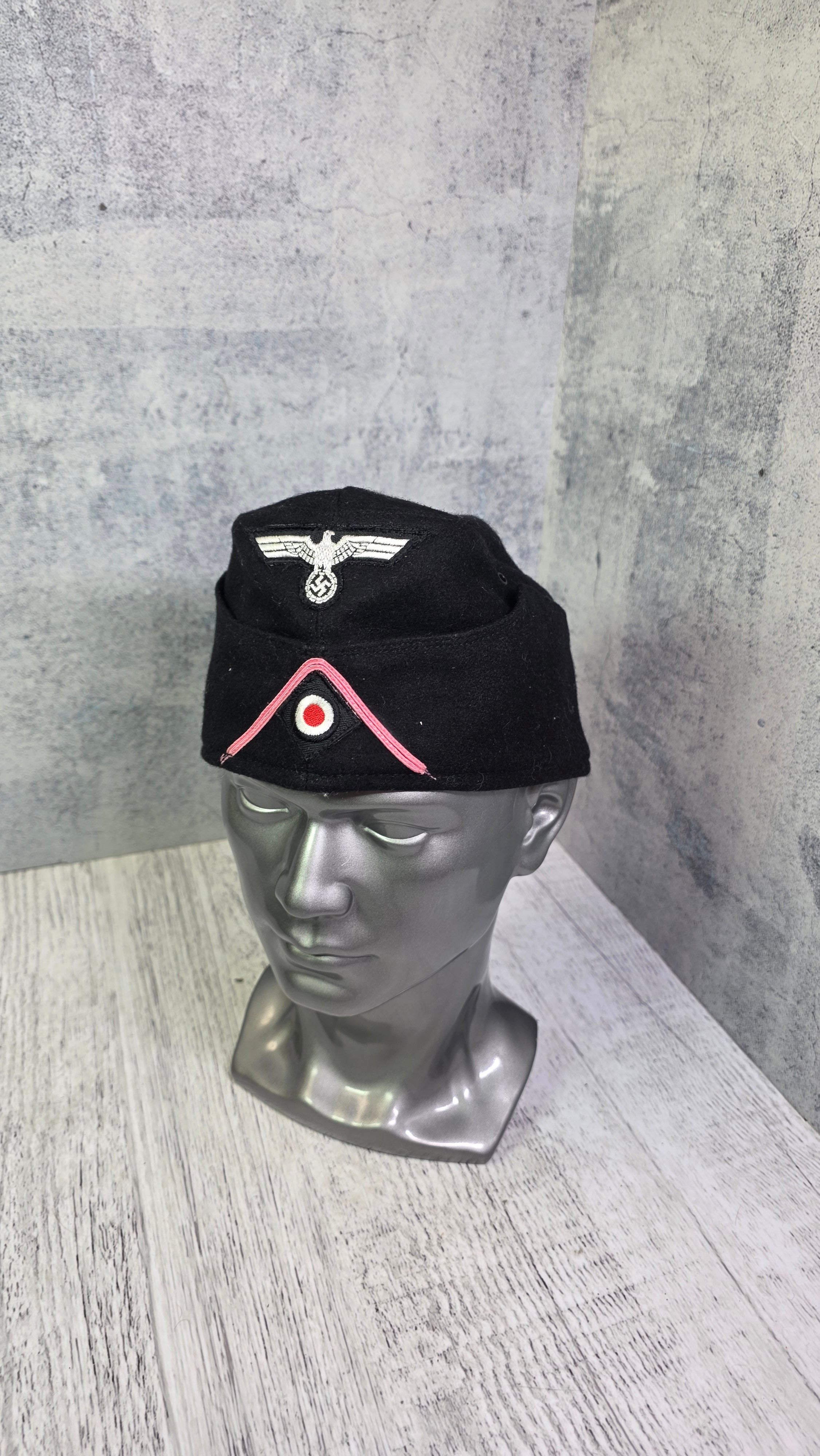 WWII German Panzer Side Cap M38 Vintage Black Tank Crew Field Cap Historical Headwear - Legend Returns Vintage