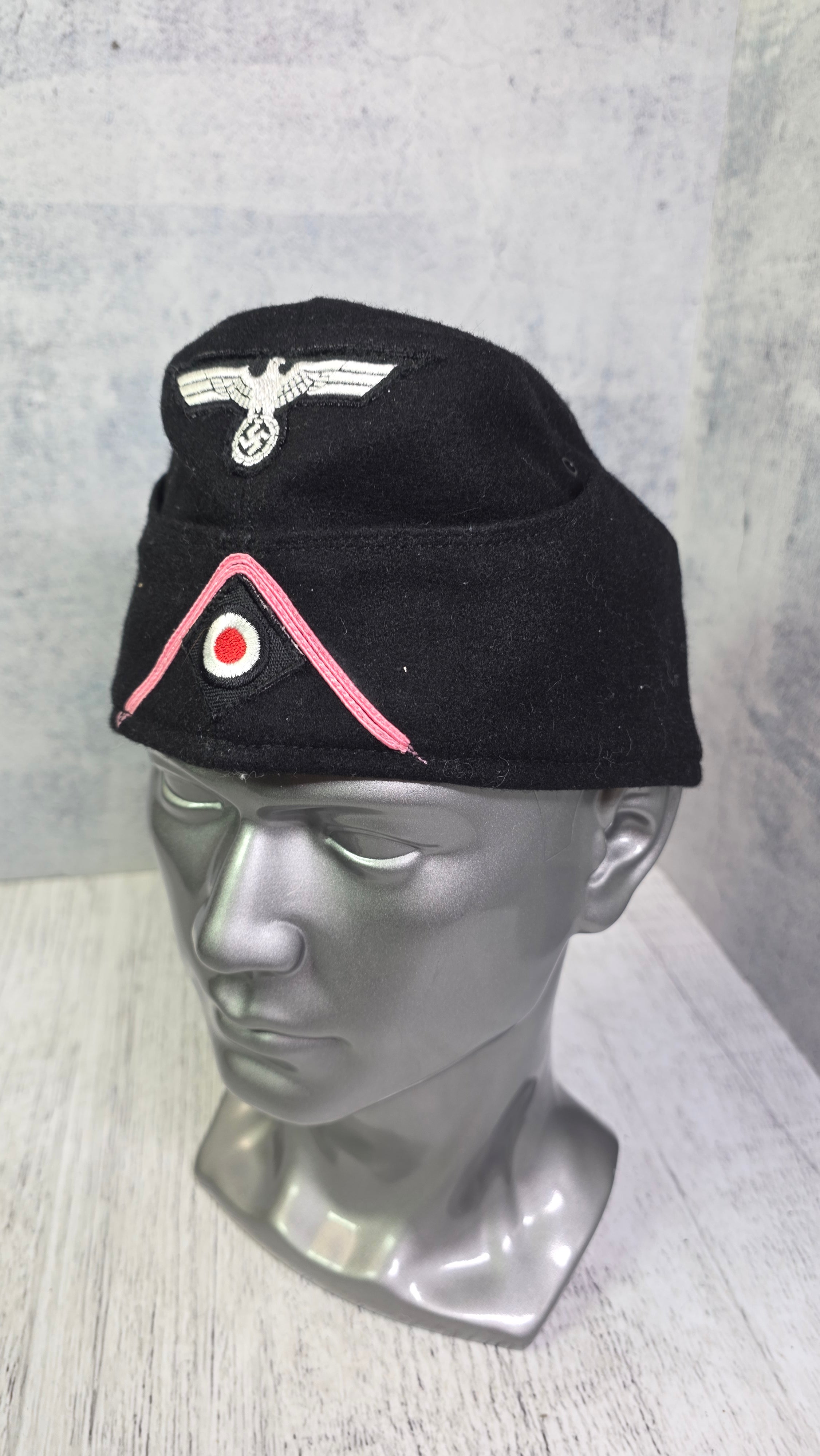 WWII German Panzer Side Cap M38 Vintage Black Tank Crew Field Cap Historical Headwear - Legend Returns Vintage