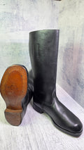 East German NVA Leather Jackboots Vintage DDR Military Style Tall Black Boots - Legend Returns Vintage