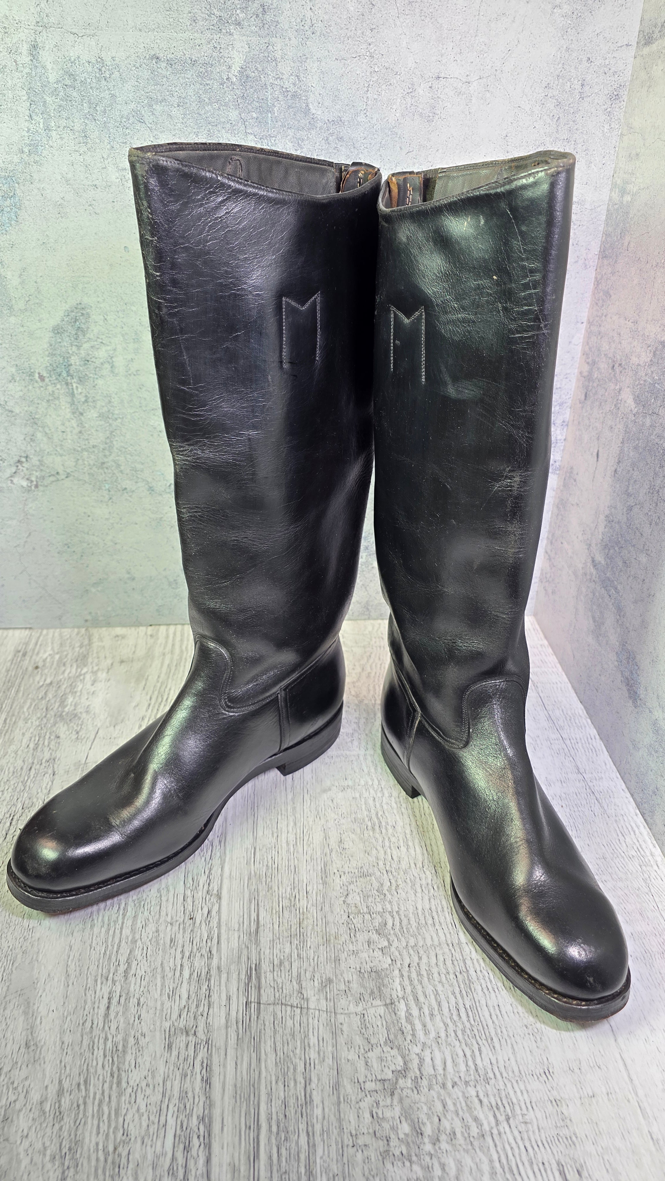 East German NVA Chrome Leather Boots Vintage DDR Officer Parade Jackboots - Legend Returns Vintage