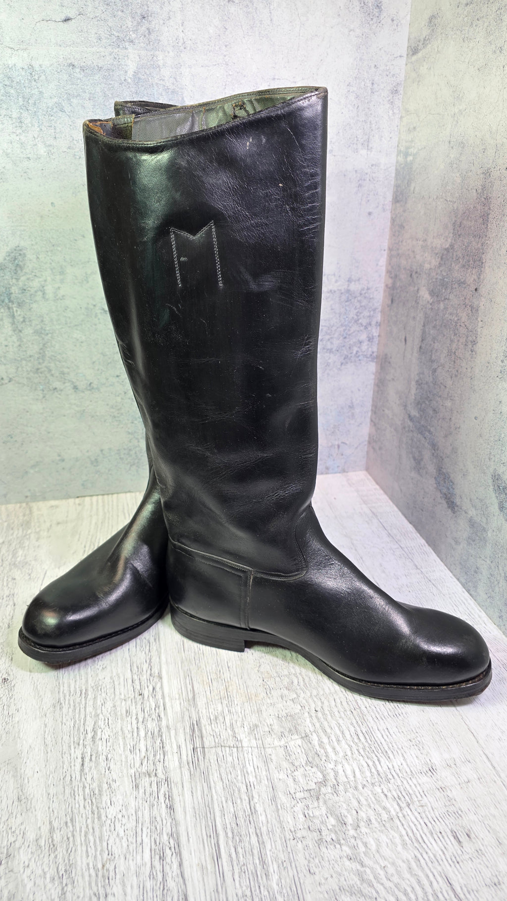 East German NVA Chrome Leather Boots Vintage DDR Officer Parade Jackboots - Legend Returns Vintage