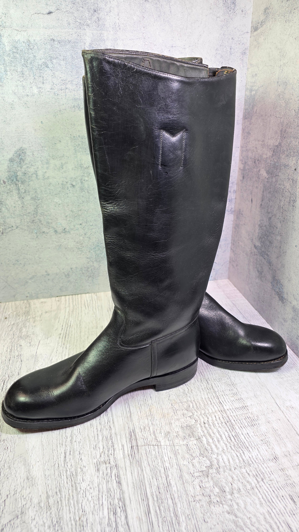 East German NVA Chrome Leather Boots Vintage DDR Officer Parade Jackboots - Legend Returns Vintage