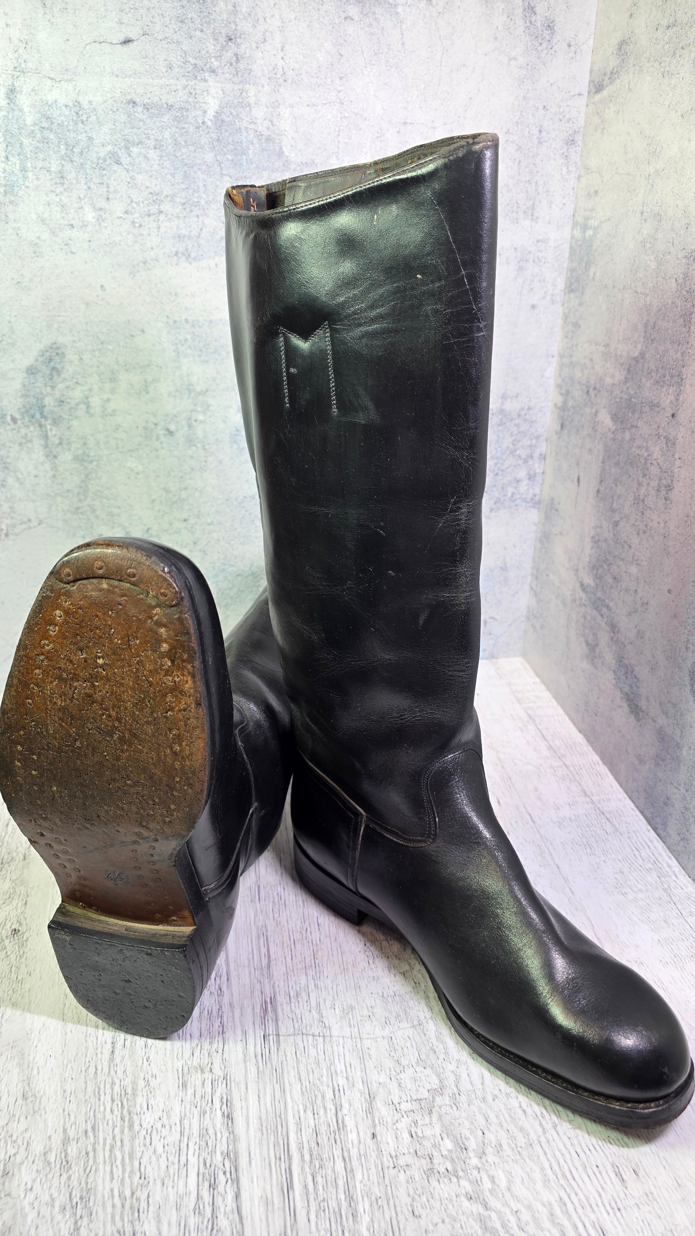 East German NVA Chrome Leather Boots Vintage DDR Officer Parade Jackboots - Legend Returns Vintage