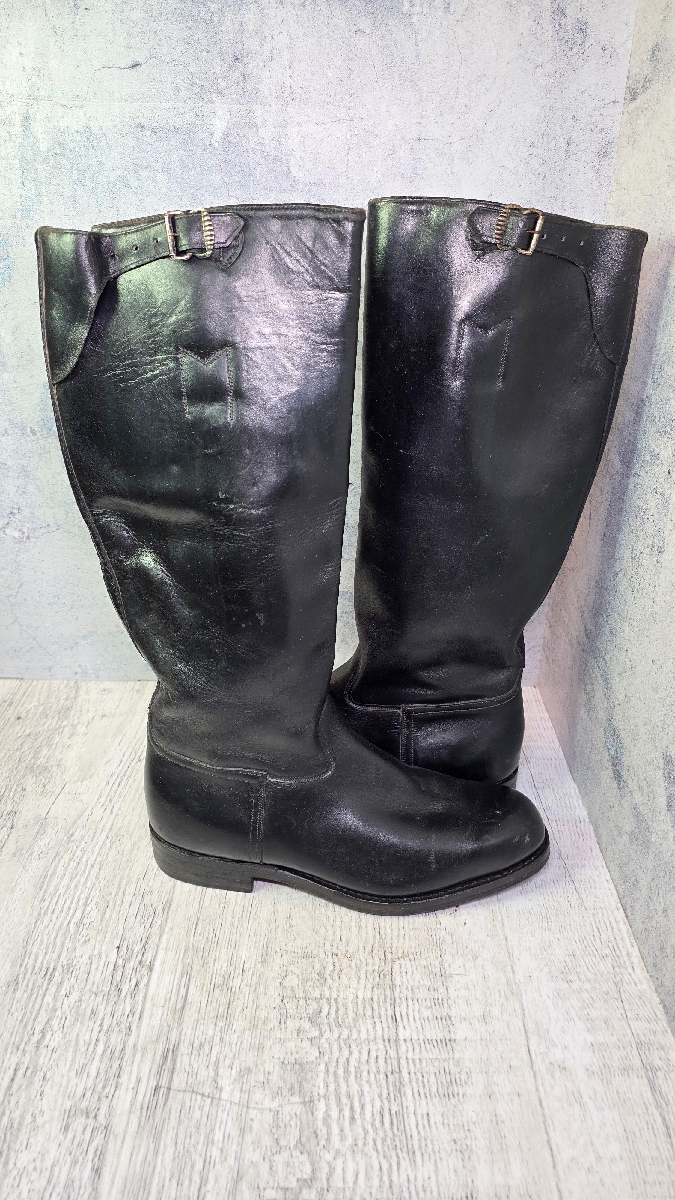 East German NVA Chrome Leather Boots Vintage DDR Officer Parade Jackboots - Legend Returns Vintage