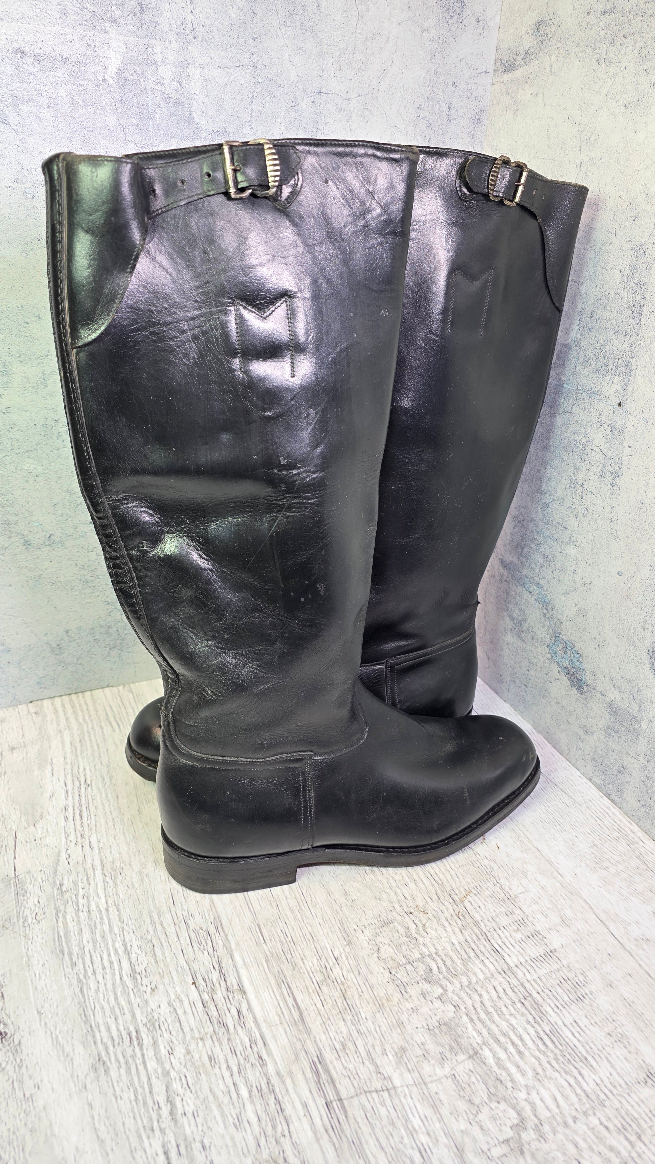 East German NVA Chrome Leather Boots Vintage DDR Officer Parade Jackboots - Legend Returns Vintage