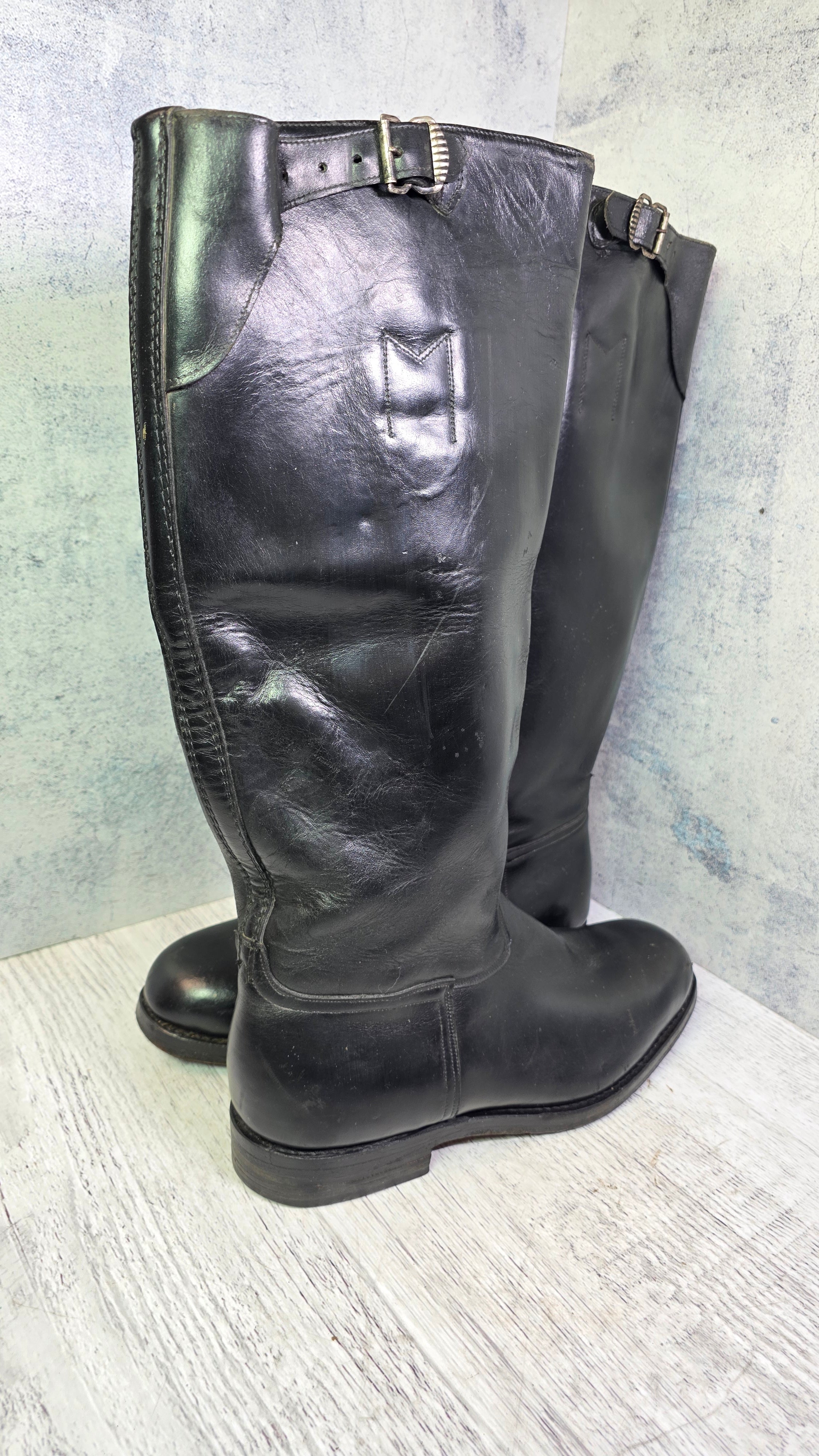 East German NVA Chrome Leather Boots Vintage DDR Officer Parade Jackboots - Legend Returns Vintage