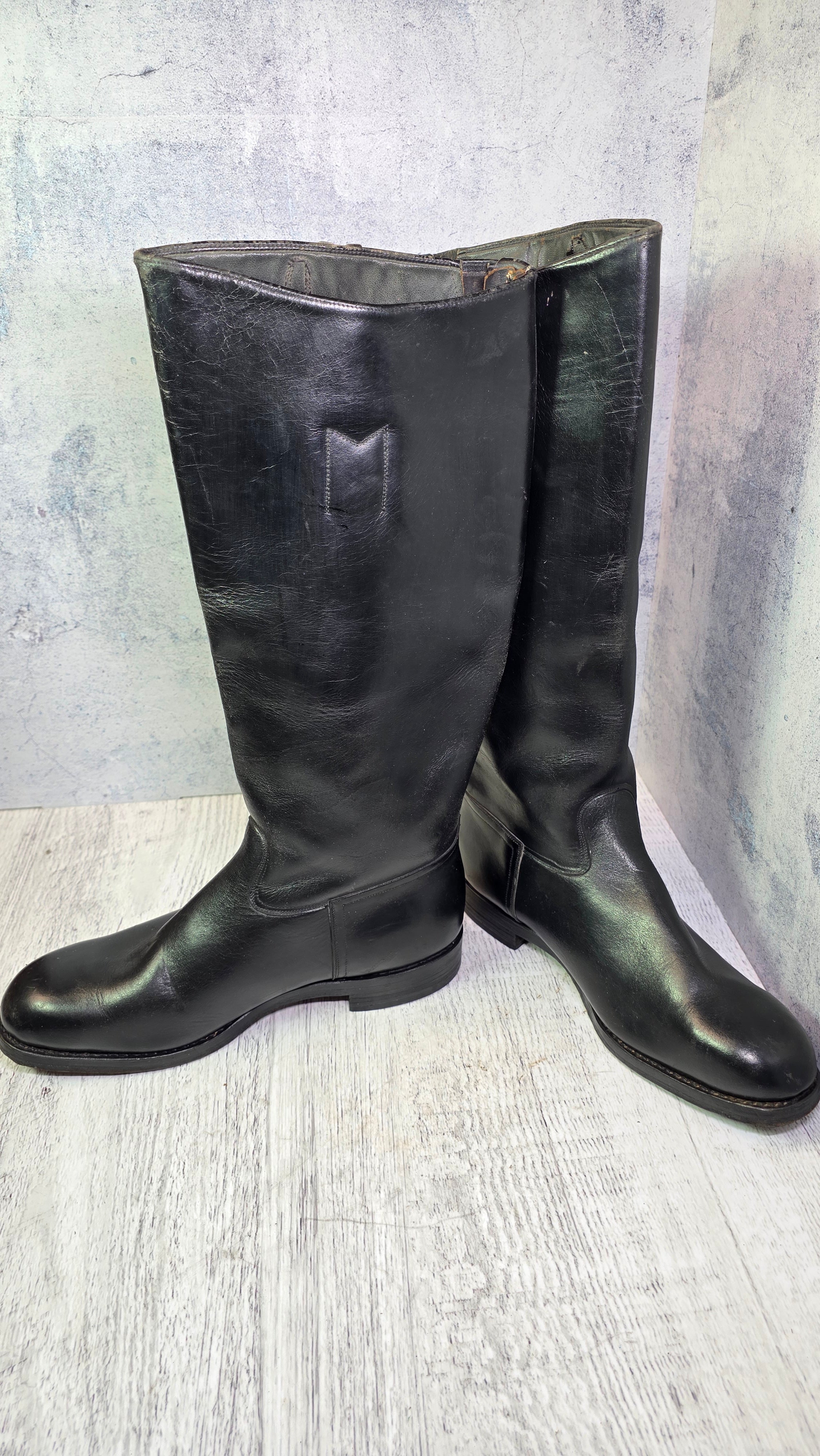 East German NVA Chrome Leather Boots Vintage DDR Officer Parade Jackboots - Legend Returns Vintage