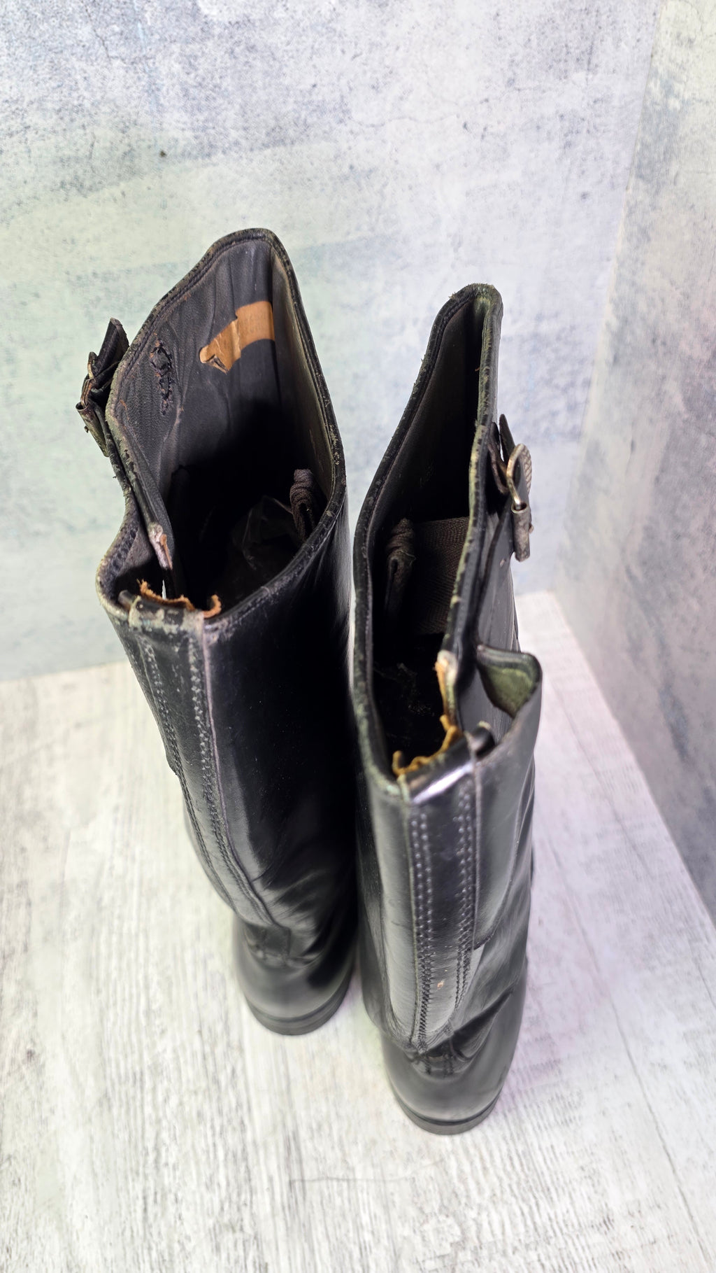 East German NVA Chrome Leather Boots Vintage DDR Officer Parade Jackboots - Legend Returns Vintage