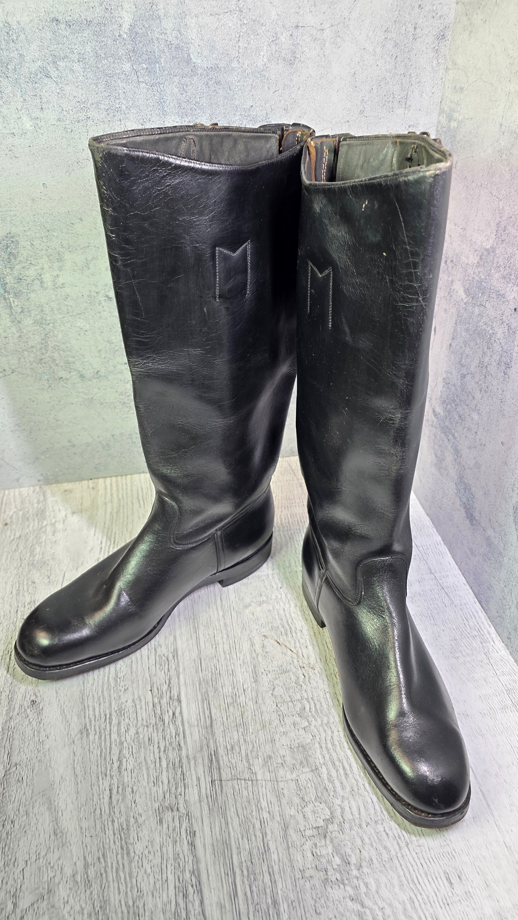 East German NVA Chrome Leather Boots Vintage DDR Officer Parade Jackboots - Legend Returns Vintage