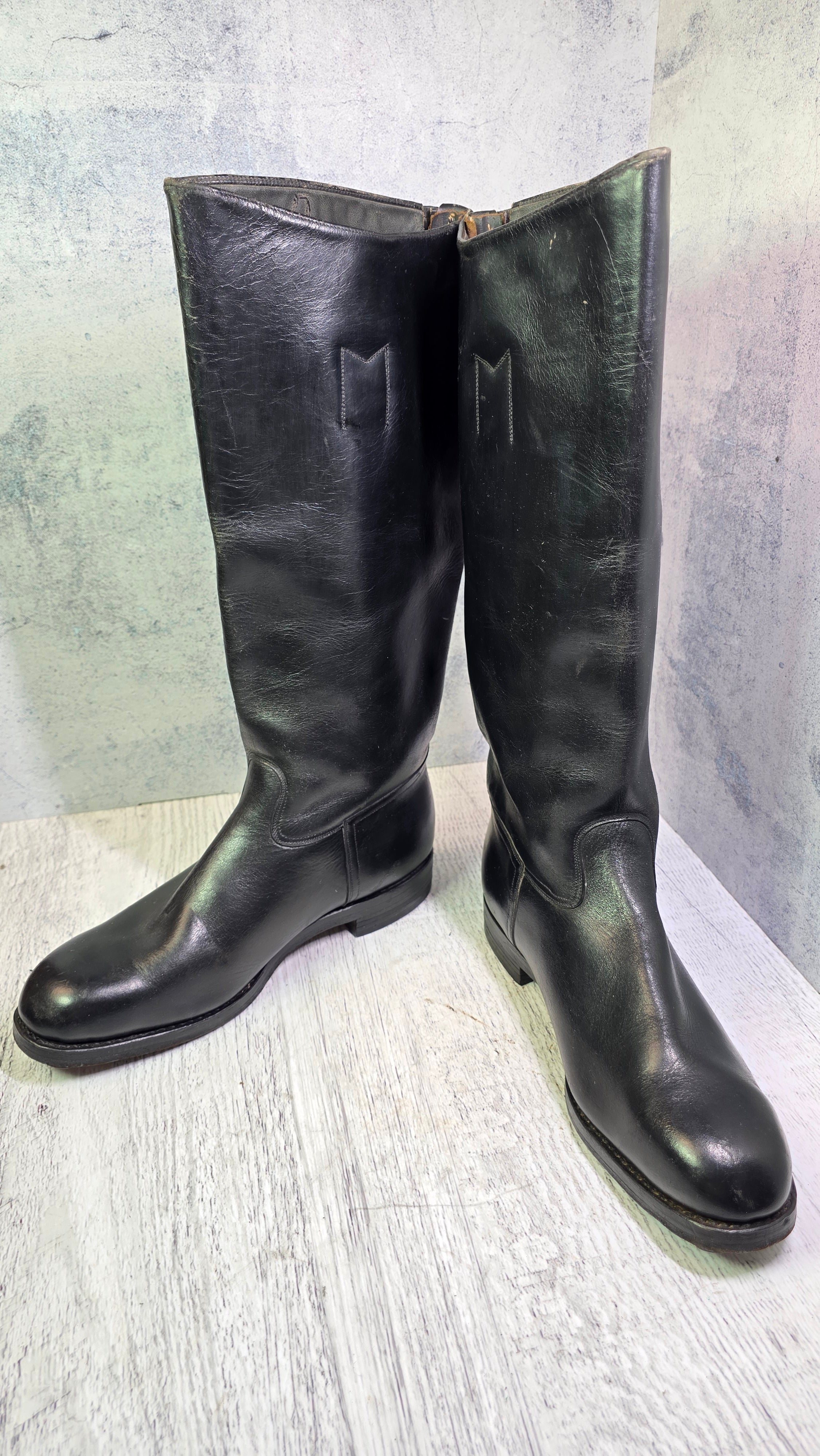 East German NVA Chrome Leather Boots Vintage DDR Officer Parade Jackboots - Legend Returns Vintage