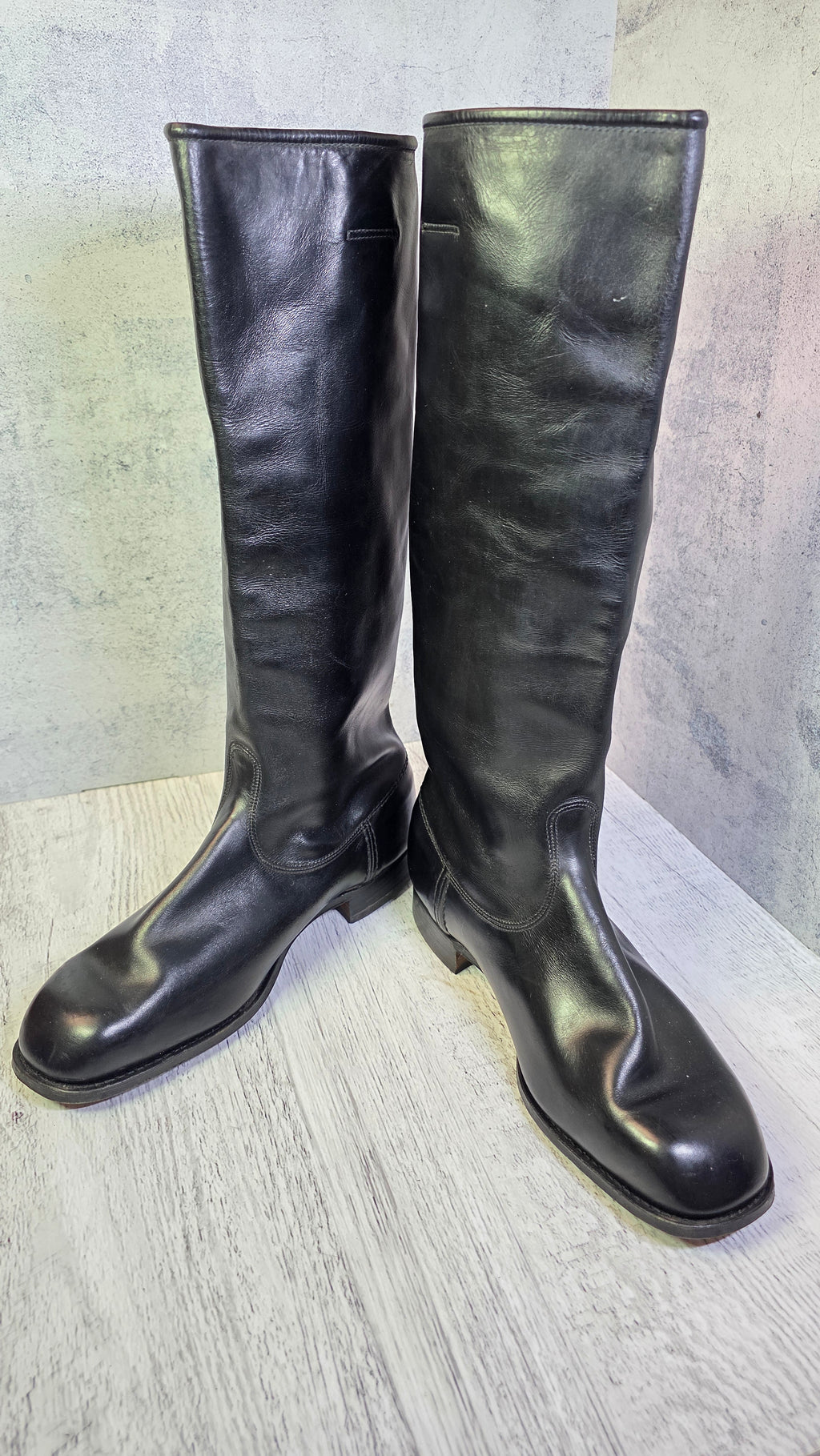 East German NVA Officer Boots Vintage DDR Chrome Leather Parade Jackboots 1965 - Legend Returns Vintage