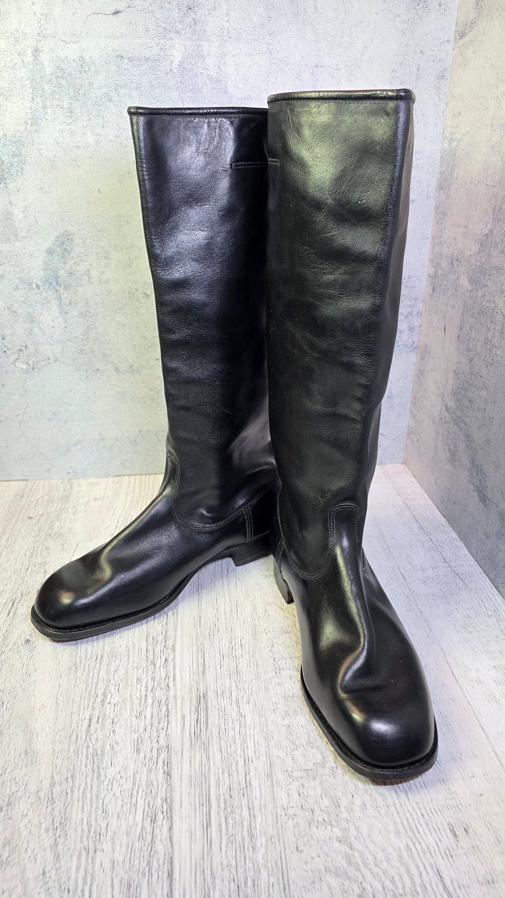 East German NVA Officer Boots Vintage DDR Chrome Leather Parade Jackboots 1965 - Legend Returns Vintage