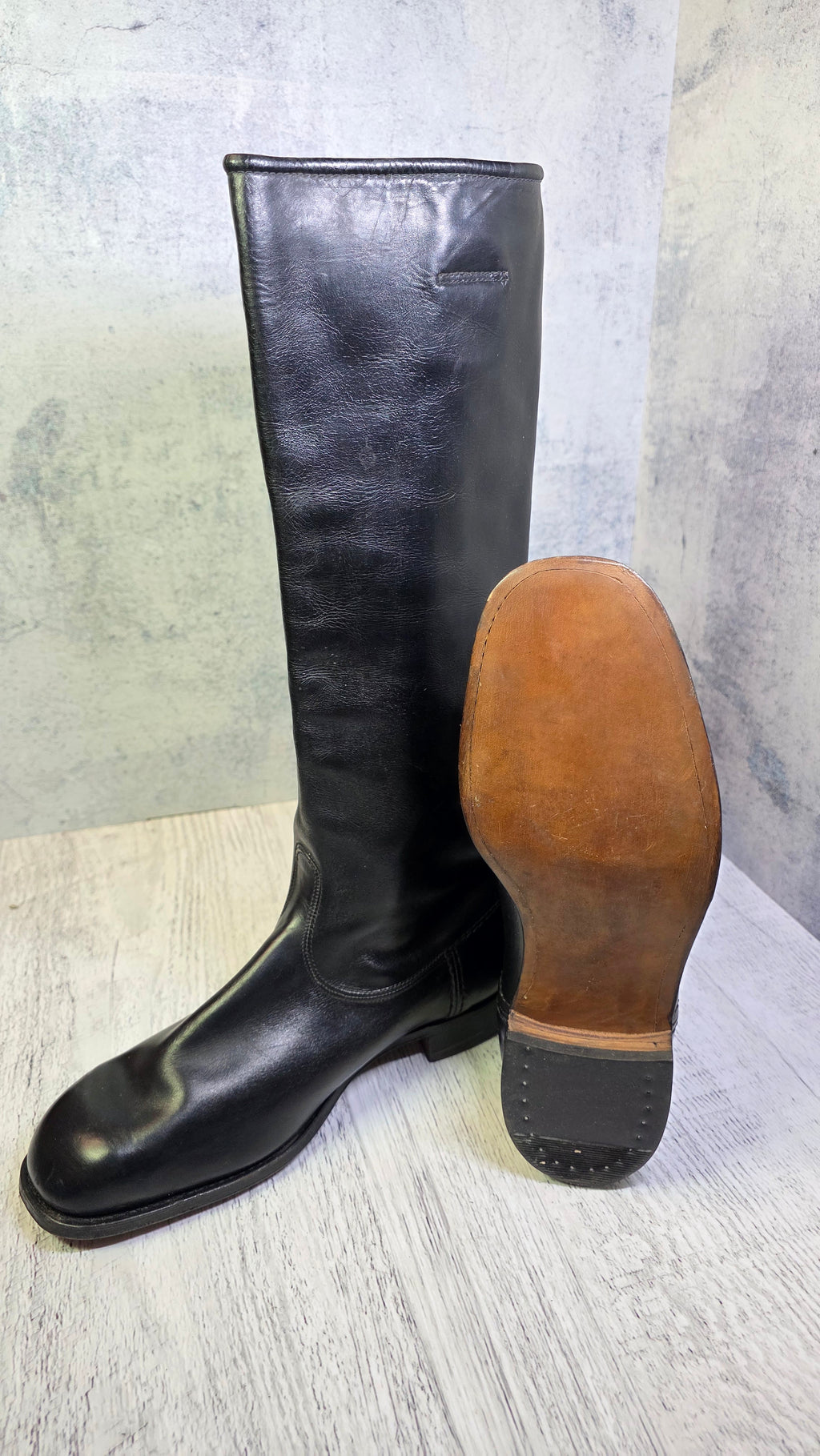 East German NVA Officer Boots Vintage DDR Chrome Leather Parade Jackboots 1965 - Legend Returns Vintage