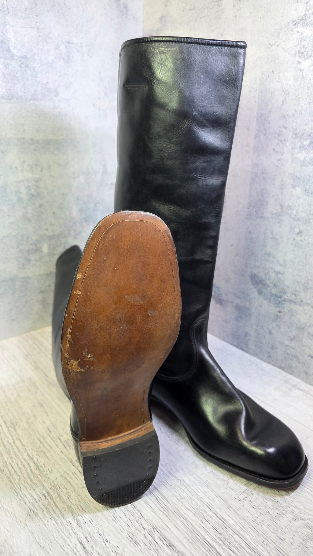 East German NVA Officer Boots Vintage DDR Chrome Leather Parade Jackboots 1965 - Legend Returns Vintage
