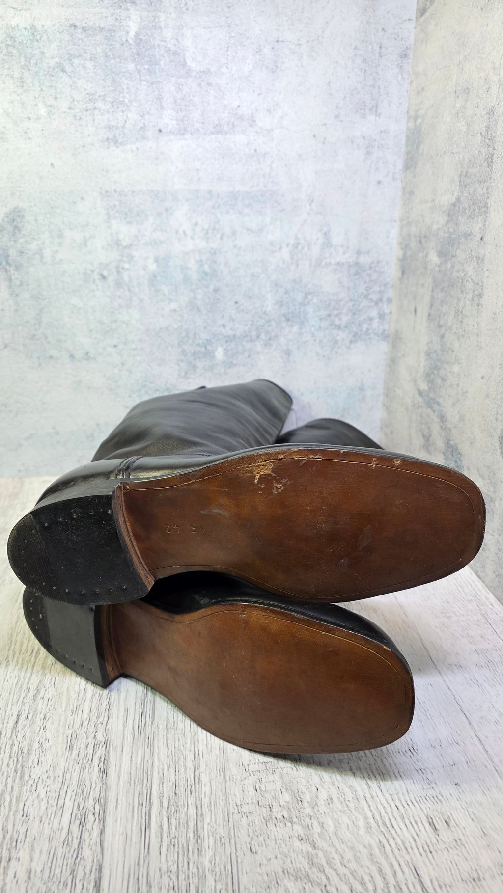 East German NVA Officer Boots Vintage DDR Chrome Leather Parade Jackboots 1965 - Legend Returns Vintage