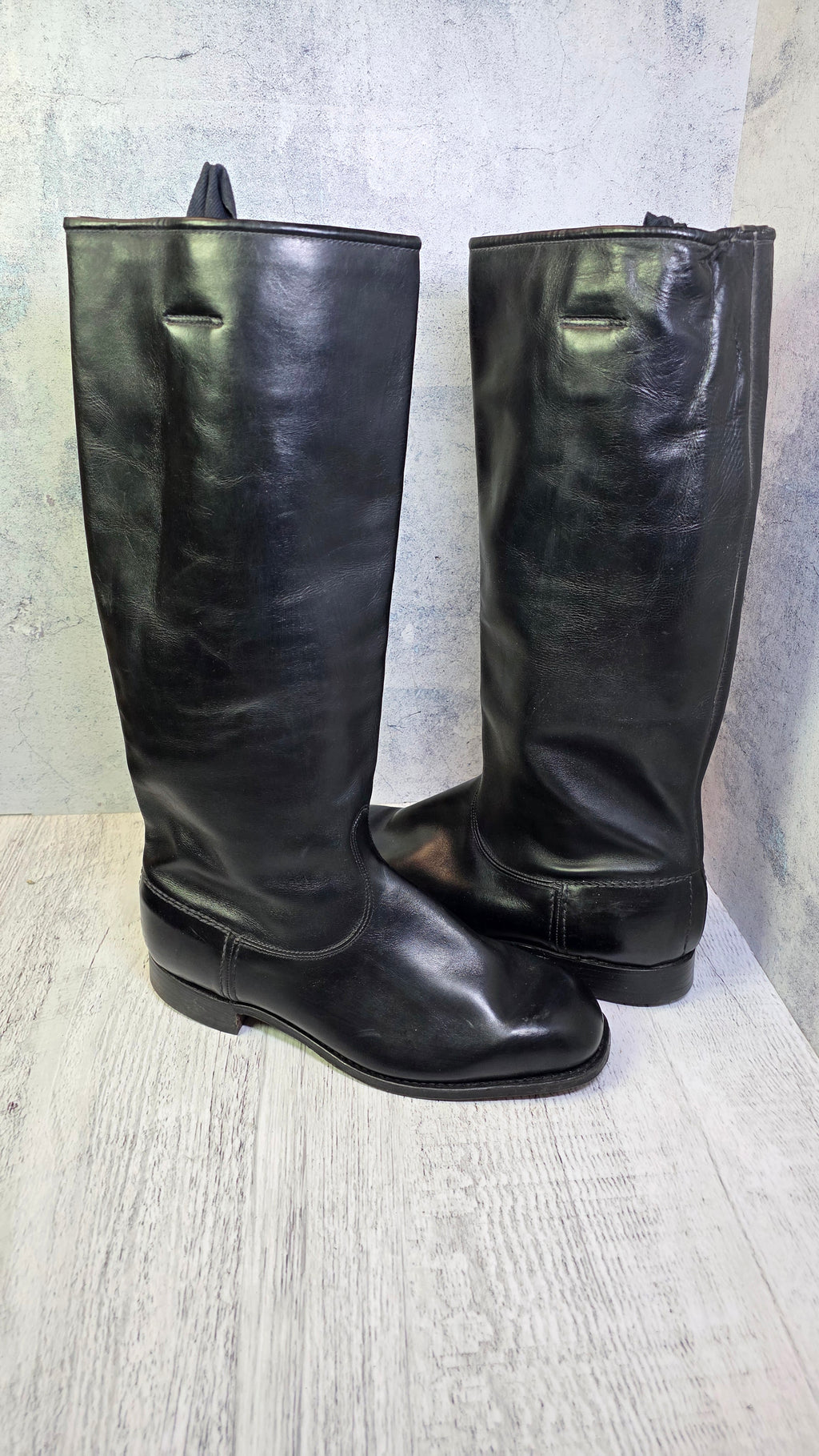 East German NVA Officer Boots Vintage DDR Chrome Leather Parade Jackboots 1965 - Legend Returns Vintage