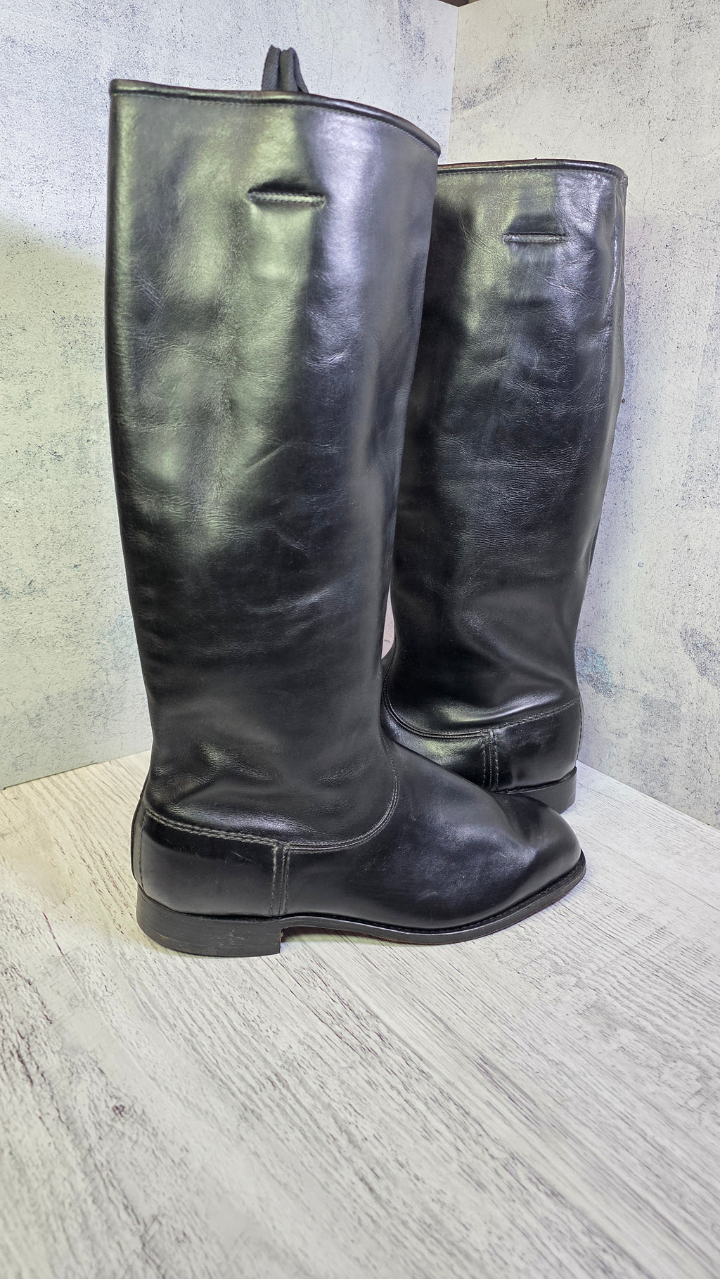 East German NVA Officer Boots Vintage DDR Chrome Leather Parade Jackboots 1965 - Legend Returns Vintage