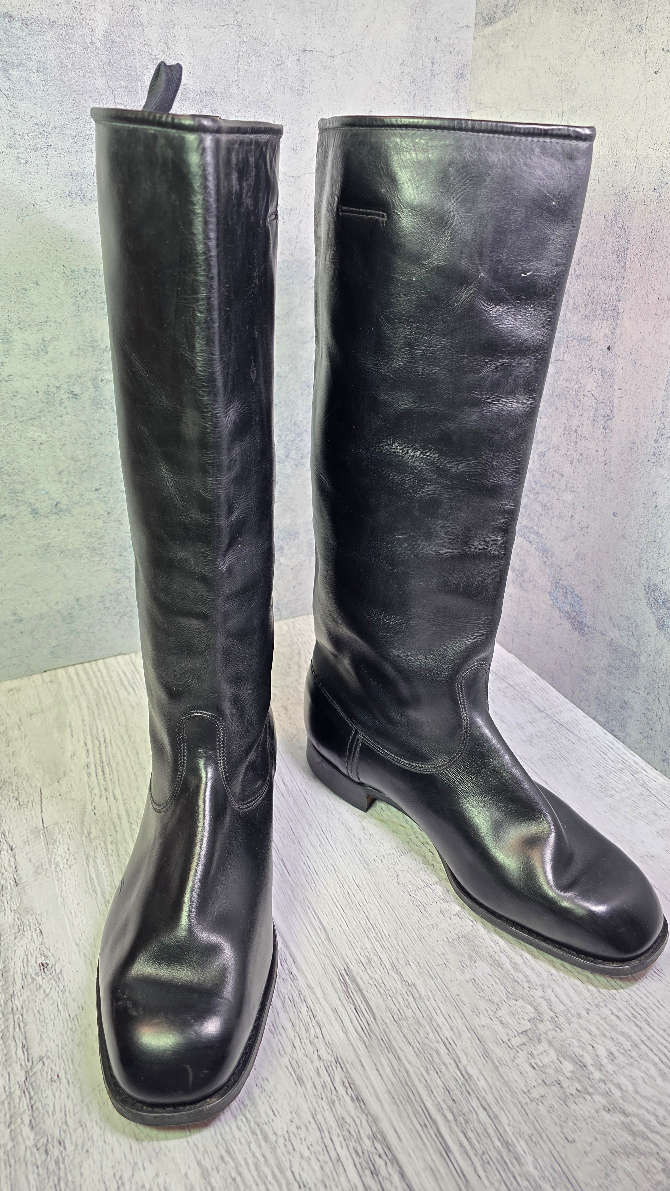 East German NVA Officer Boots Vintage DDR Chrome Leather Parade Jackboots 1965 - Legend Returns Vintage