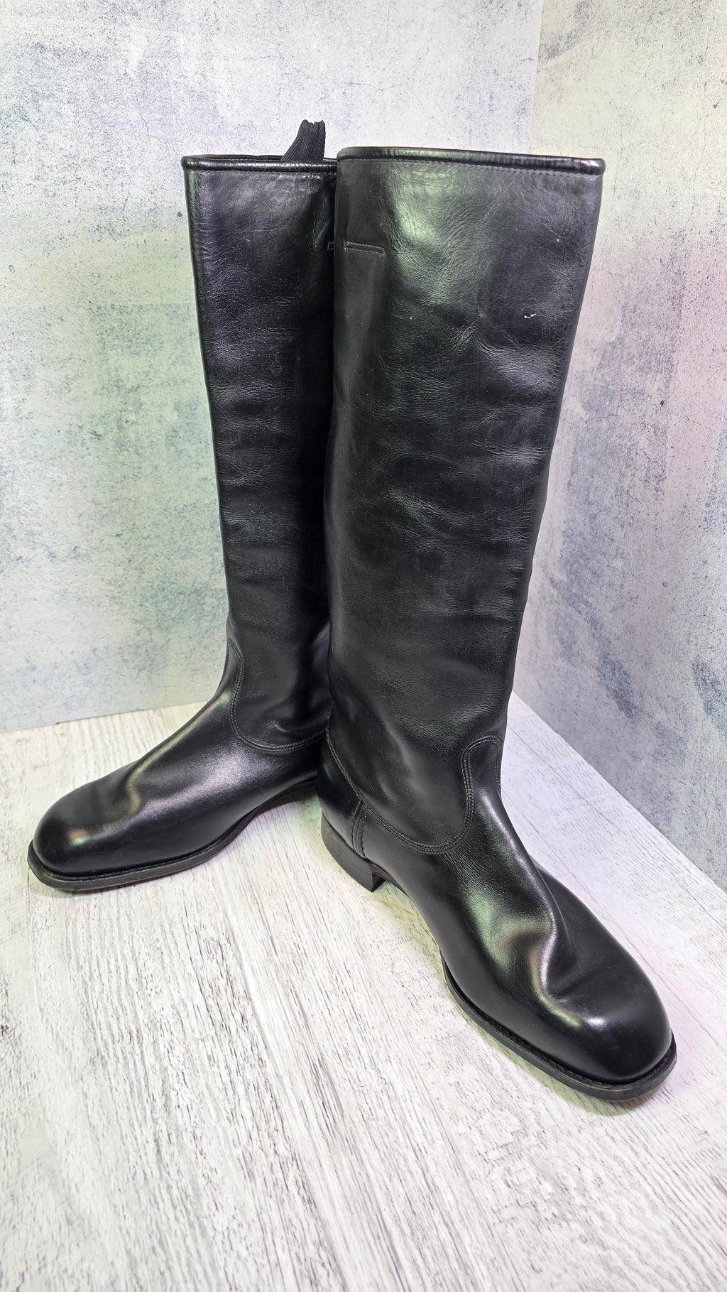 East German NVA Officer Boots Vintage DDR Chrome Leather Parade Jackboots 1965 - Legend Returns Vintage